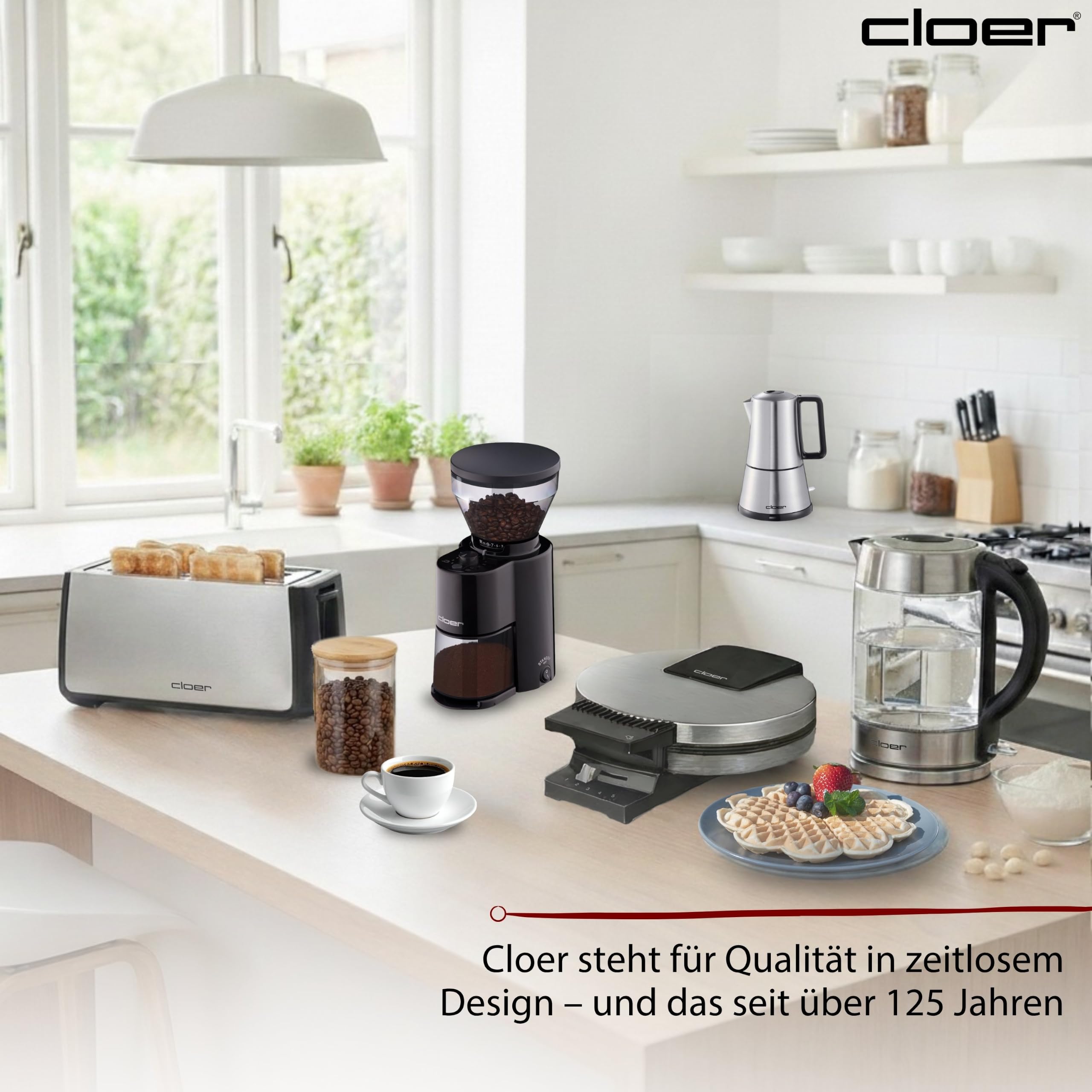 Cloer 7520 Elektrische Kaffeemühle mit Kegelmahlwerk aus Edelstahl, 2-12 Tassen, 300 g Kaffeebohnen, verstellbarer Mahlgrad, schwarz, 150W