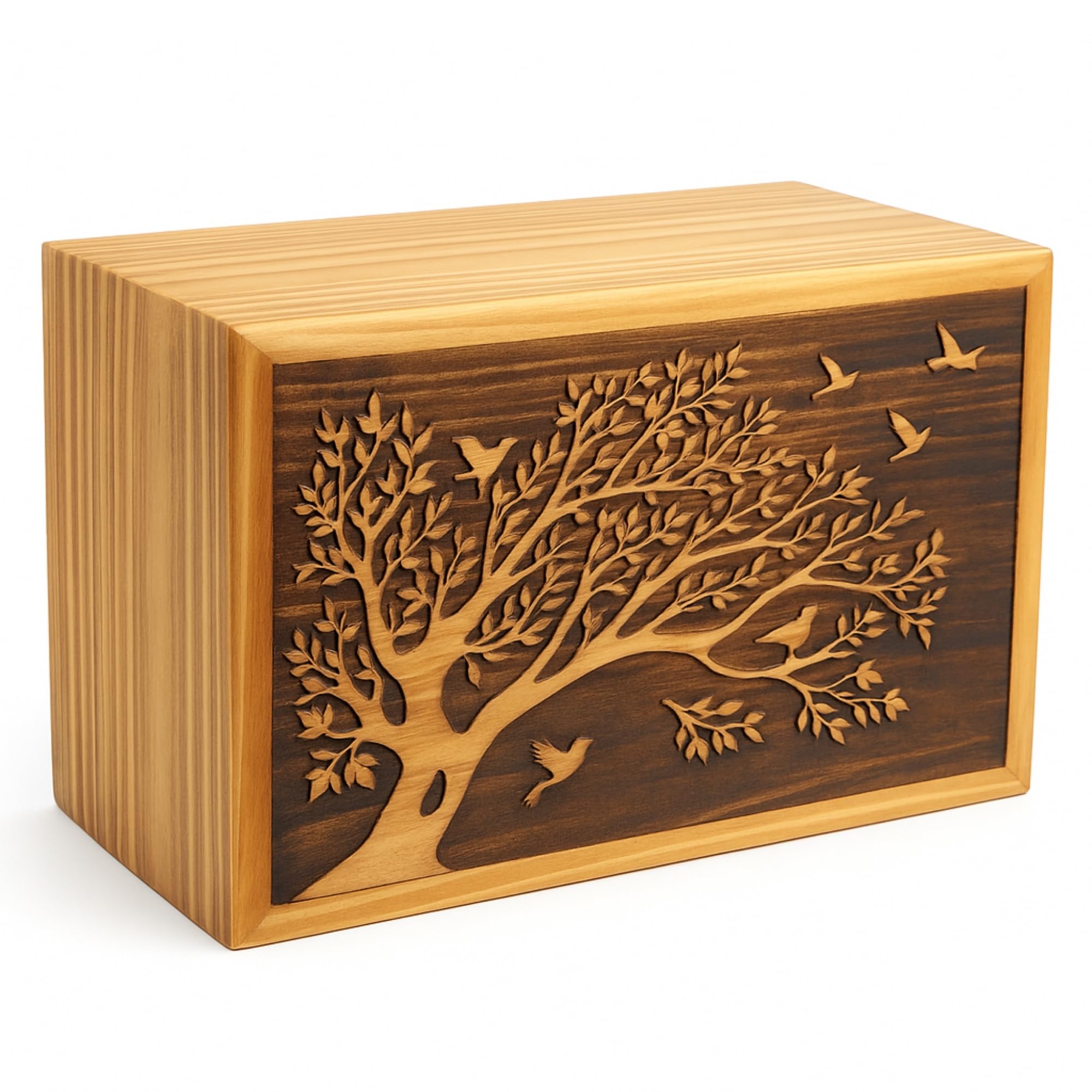 Hind Handicrafts Genuine Wooden Urn Box for Human Ashes – Handcrafted Large Cremation Urn with Secure Lid – Memorial Keepsake Funeral Urn for Adults – Premium Quality Wood Storage Box (11"x7"x4.5") — image 1