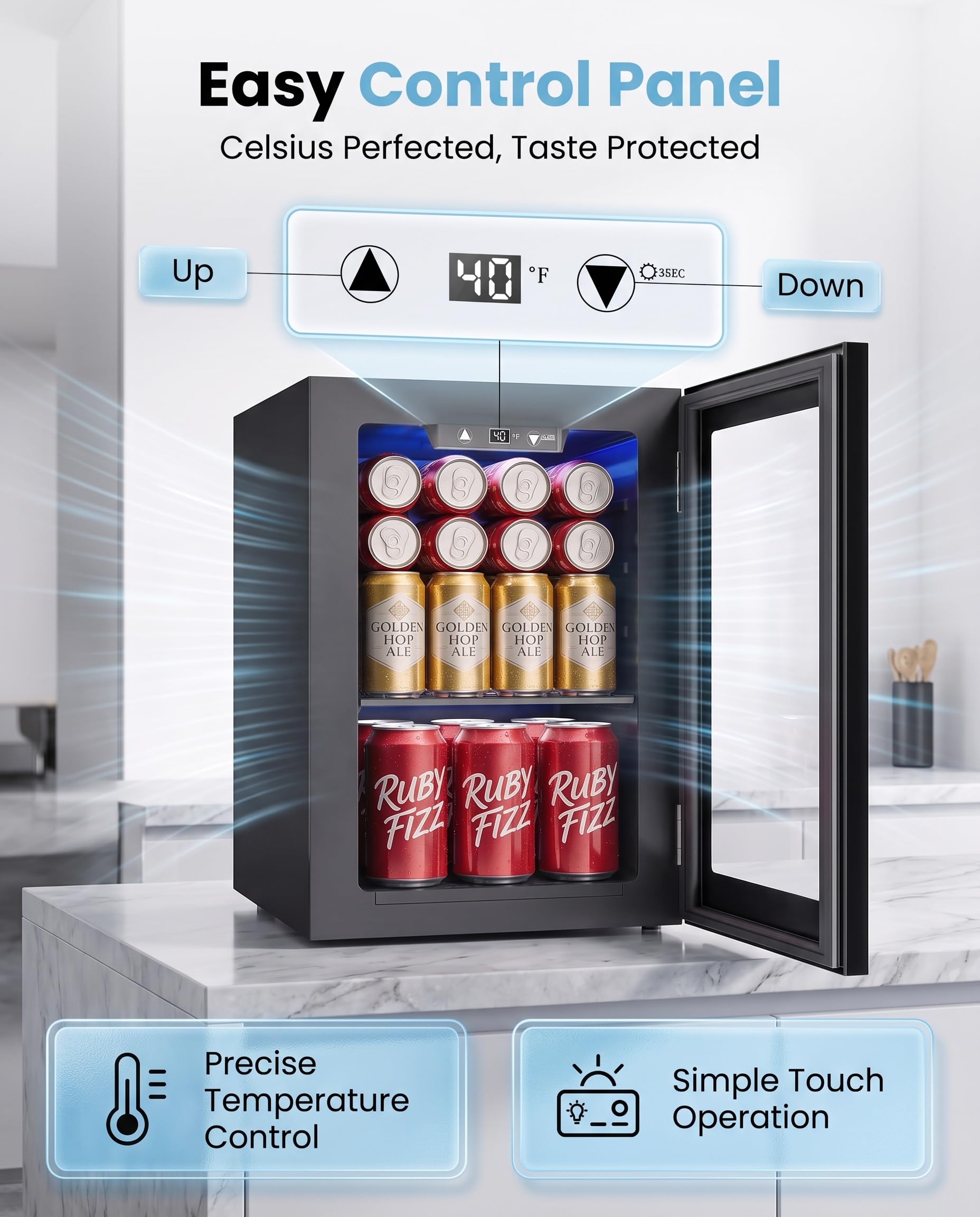 Frigorifero compatto per 6 bottiglie e 6 lattine, mini frigorifero autoportante con controllo della temperatura per birra vino piccolo frigorifero sotto ripiano regolabile