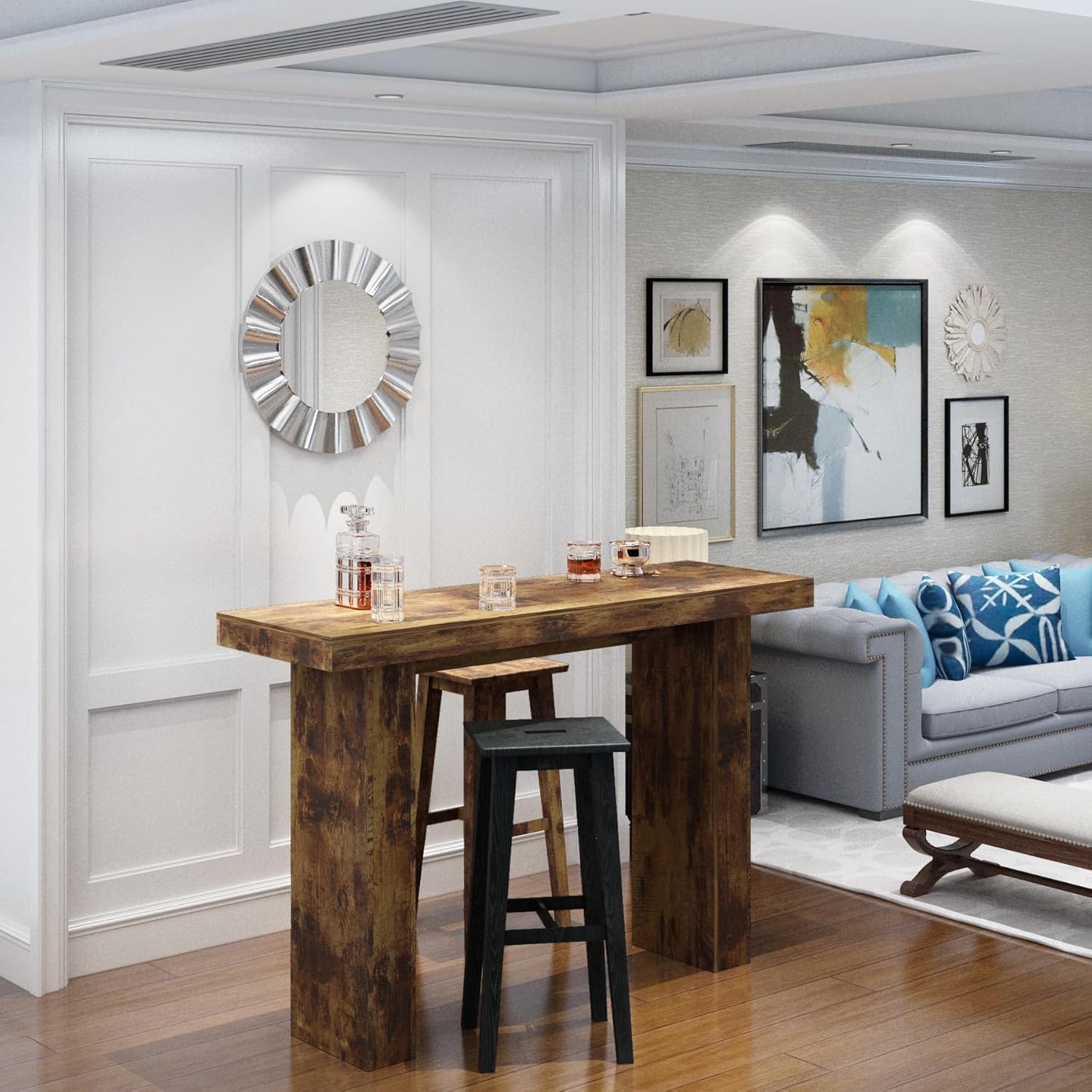 Amazon.com: Tilayasig 63" Long Bar Table, Industrial Counter Height Pub ...