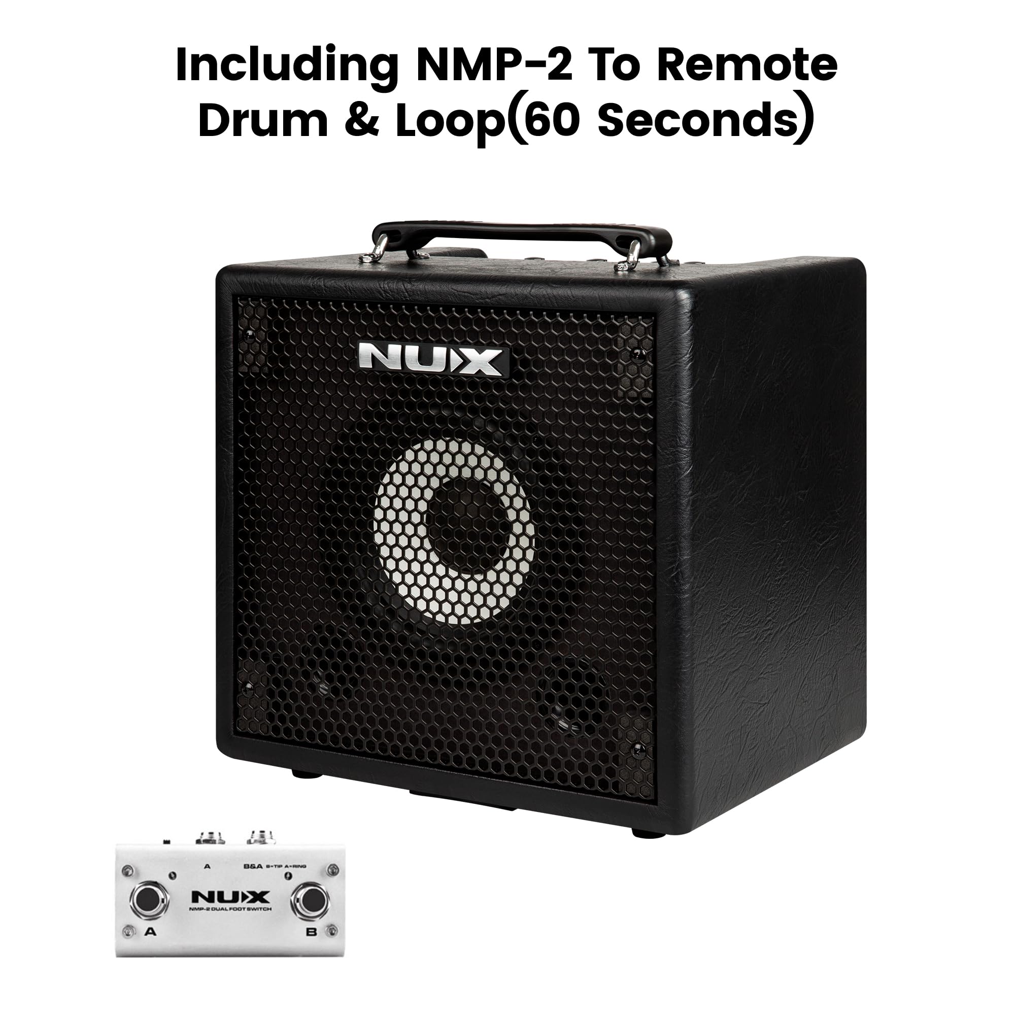 NUX Mighty Bass 50BT Digital Bass Verstärker, Bluetooth Audio Stream, 60s Phrase Loop, Gate, EFX, Amp Modell, IR, Modulation, Reverb, Portable Deep Tone to-Go, USB Audio Stream