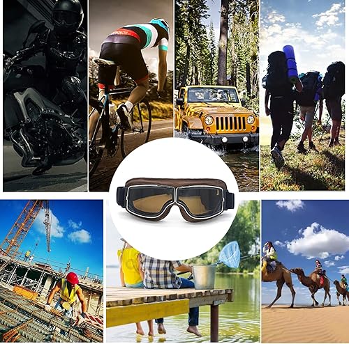 Miniatura 3 de evomosa Gafas de equitación para motocicleta, gafas vintage antiarañazos, gafas de esquí para hombres, mujeres y adultos
