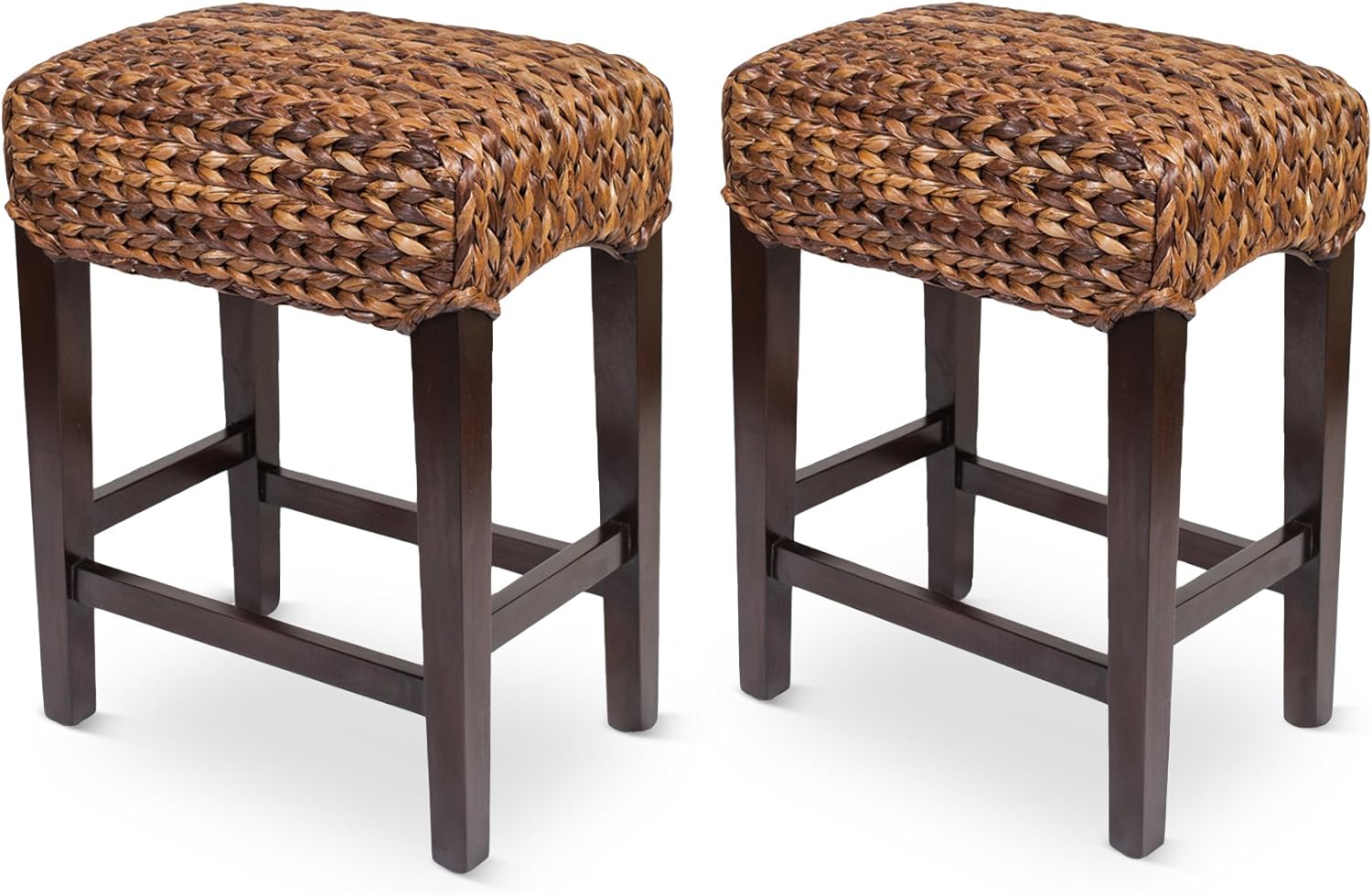 Amazoncom Bird Rock Home Seagrass Backless Counter Stool Set Of 2 Handwoven Natural Fibers Fully Assembled Patio