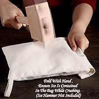 Vista 3 de Boao 2 bolsas de lona Lewis trituradoras de hielo reutilizables de 13.5 x 8.5 pulgadas, kit de barman profesional para el hogar, fiesta, bar, cocina