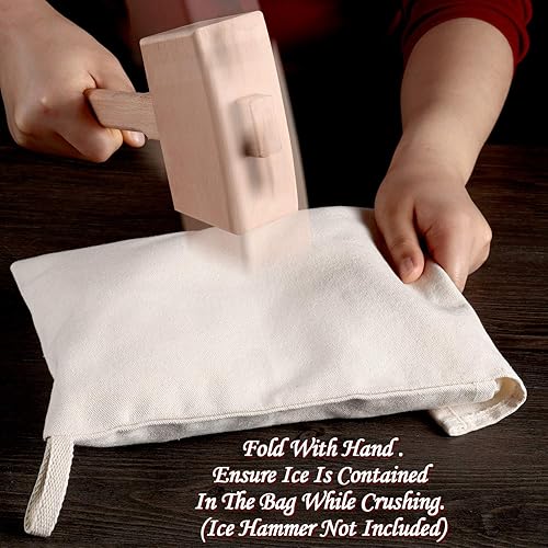 Miniatura 3 de Boao 2 bolsas de lona Lewis trituradoras de hielo reutilizables de 13.5 x 8.5 pulgadas, kit de barman profesional para el hogar, fiesta, bar, cocina
