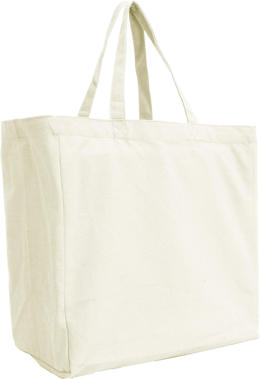 Threadart Reusable Heavy Duty 100% Cotton Canvas Grocery Bags Pack of 6 | With Strong Handles Holds up to 50lbs | Eco Friendly | Large Size 14x14x7.5 - Natural