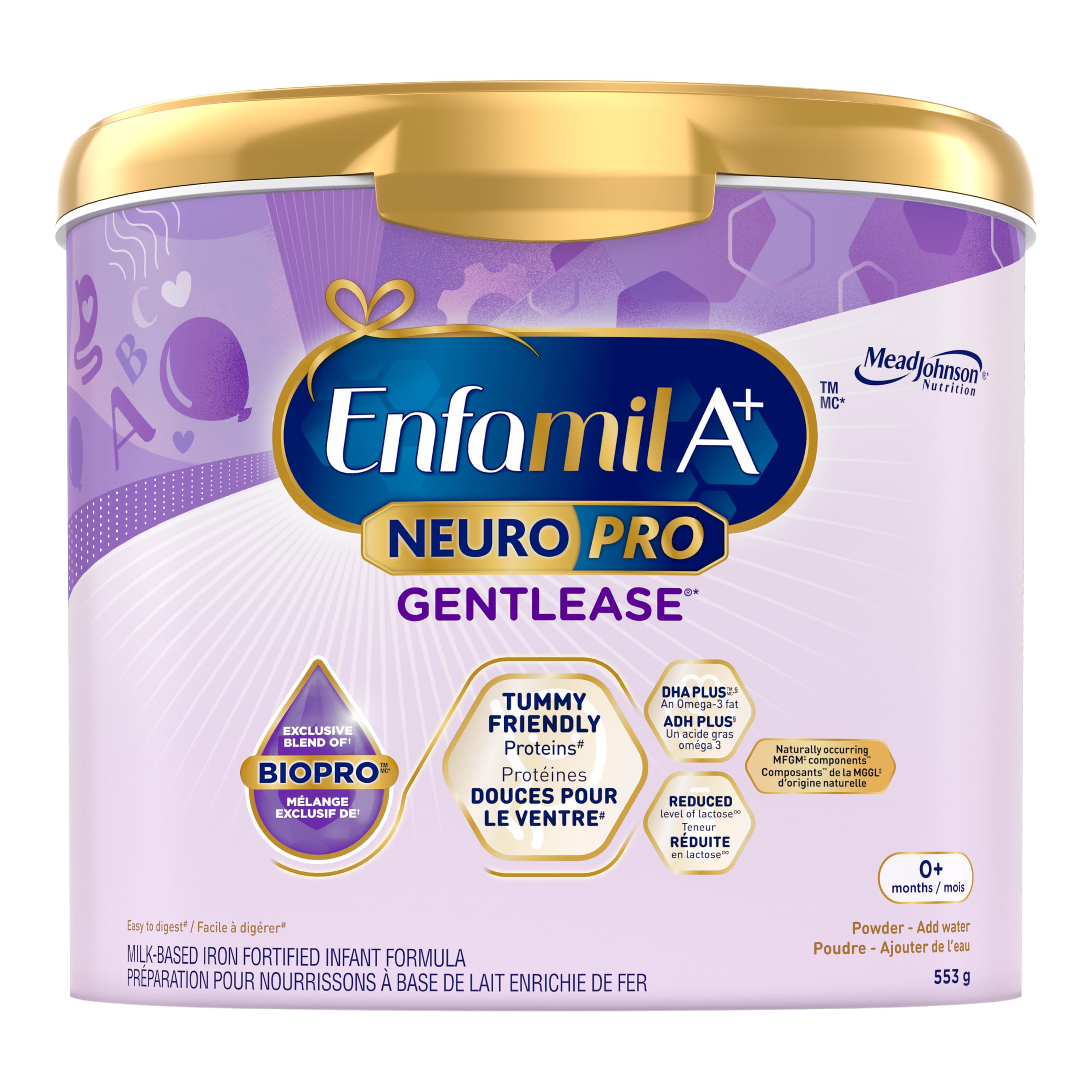 Enfamil A+ NeuroPro Gentlease, Baby Formula, Powder Tub, with Brain Building DHA, 0+ Months, 553g - 2