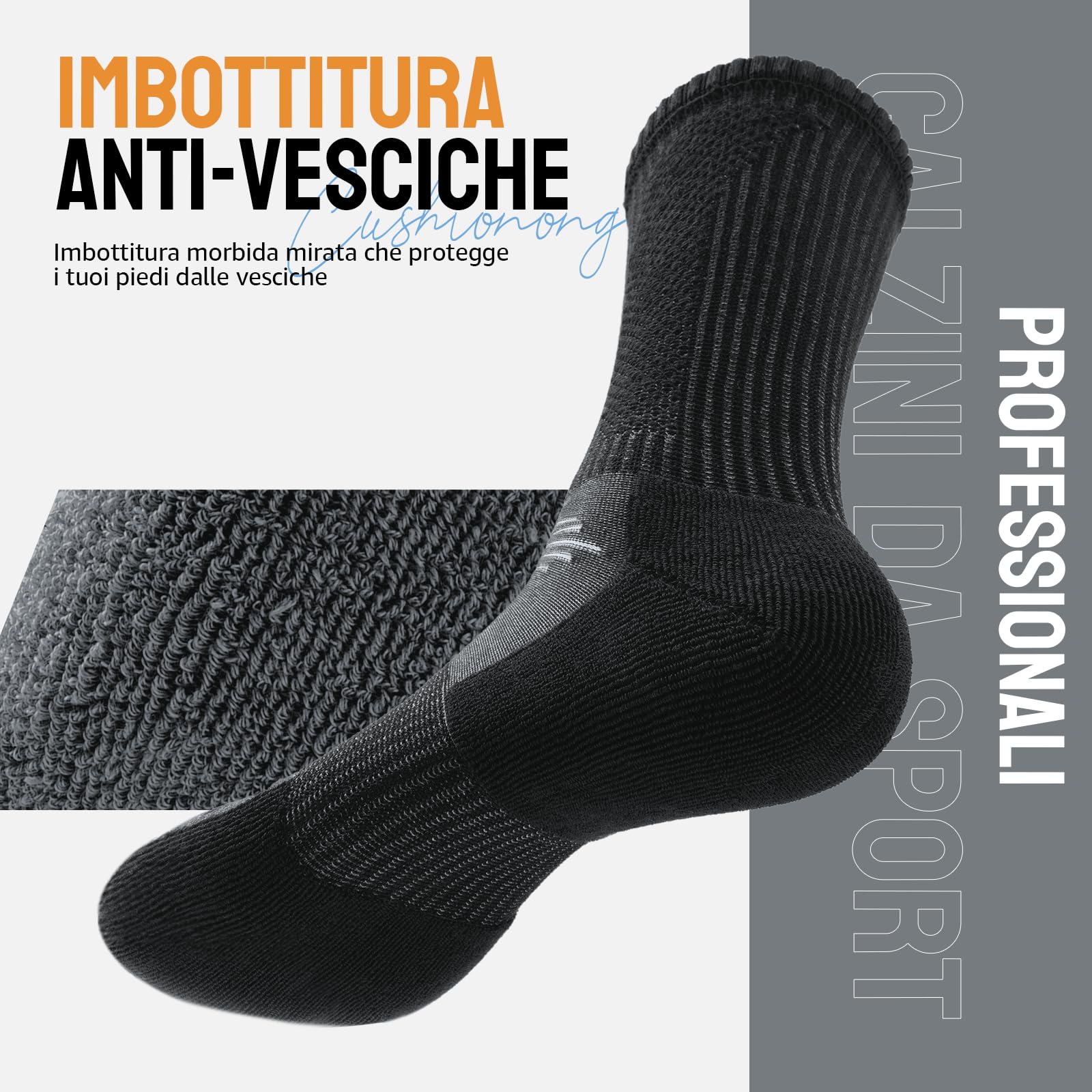 Alaplus Calze Uomo Donna Calde Traspiranti,calzini ciclismo Calzini lavoro Cotone Antiscivolo, Calzini Sportive Spugna Uomo Ideali per Running, Trekking