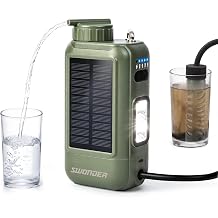 Swonder Portable Electric Water Filter 0.01 Micron Camping Water Purifier with Solar & 5200mAh Battery, 4-Stage Filtration System for Hiking, Emergency, Survival