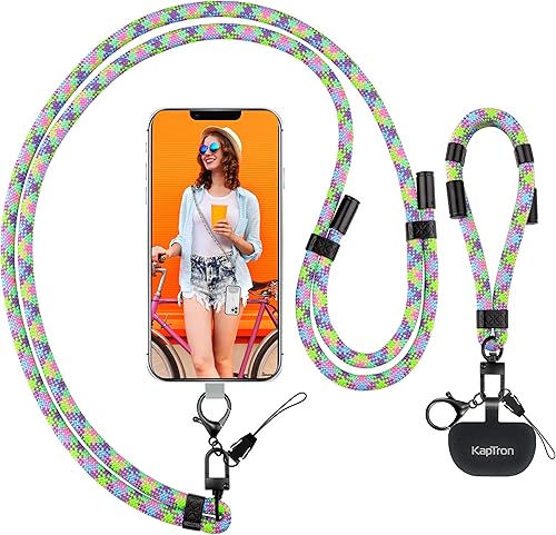 Vista 8 de Cordón universal para teléfono con correa para la muñeca, cordón ajustable para teléfono celular, correa para el cuello y correa para la muñeca