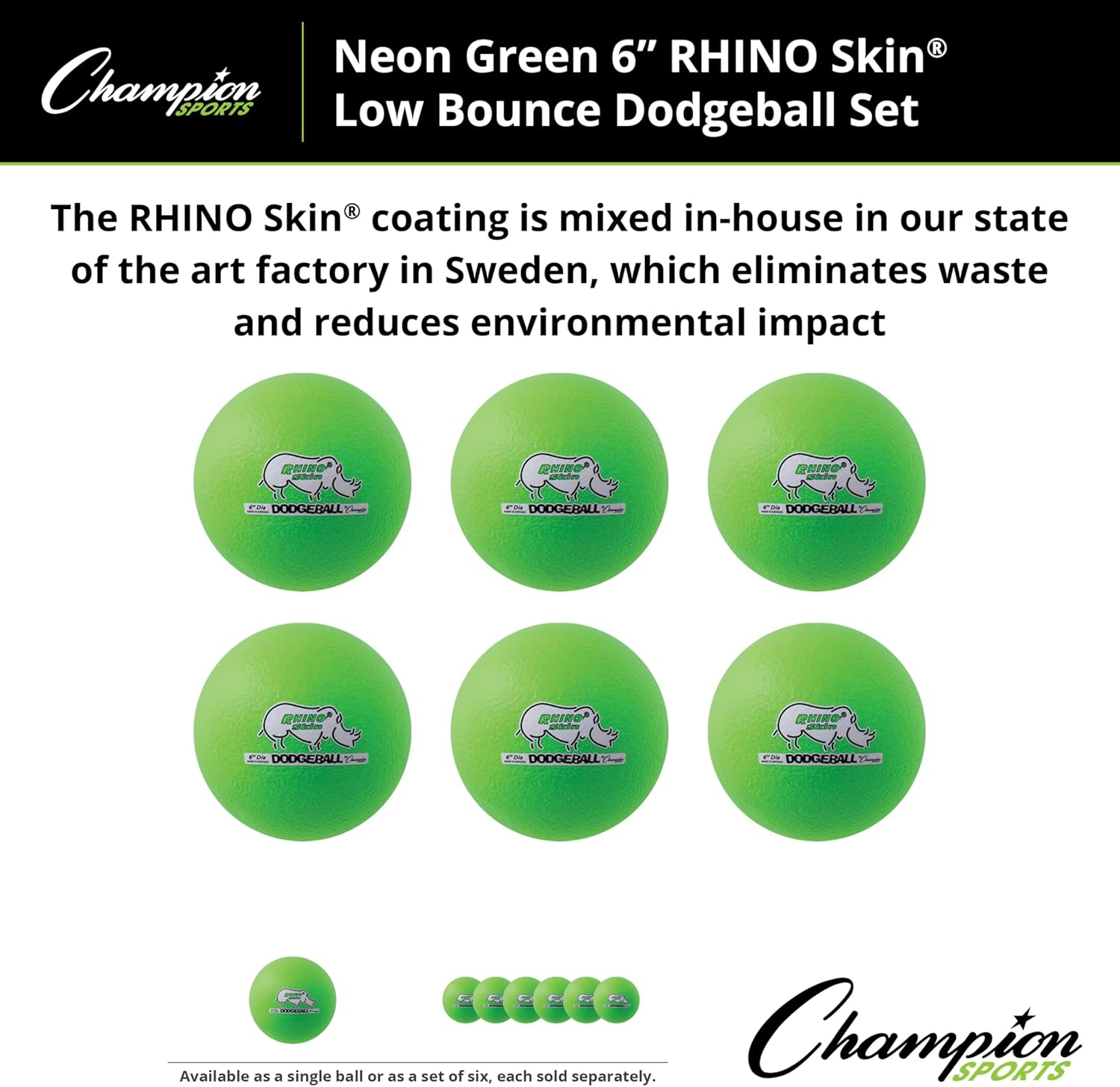 Champion Sports® Rhino Skin® Low Bounce Dodgeball Sets & Singles for Playground, PE, Backyard & League Games – Team Sports Equipment for Youth & Adults