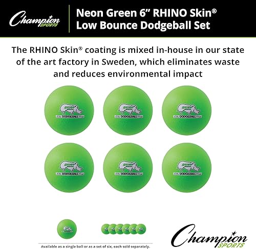 Miniatura 4 de Champion Sports Rhino Skin - Juegos de bolas de dodgeball de rebote bajo y individuales para juegos de juegos infantiles, PE, patio trasero y liga
