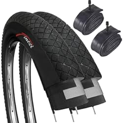 Cubierta 20 X 2.125 Fincci Set Par Cubiertas 20 x 1.95 Pulgadas 53-406 con Cámaras de Aire Schrader Válvula Interior para BMX MTB o Niños Bici Bicicleta (Paquete de 2)