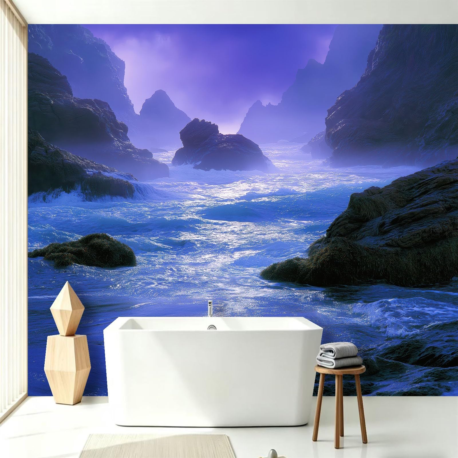Genérico - Papel pintado (350 x 256 cm), diseño de Océano Océano Ola Montaña