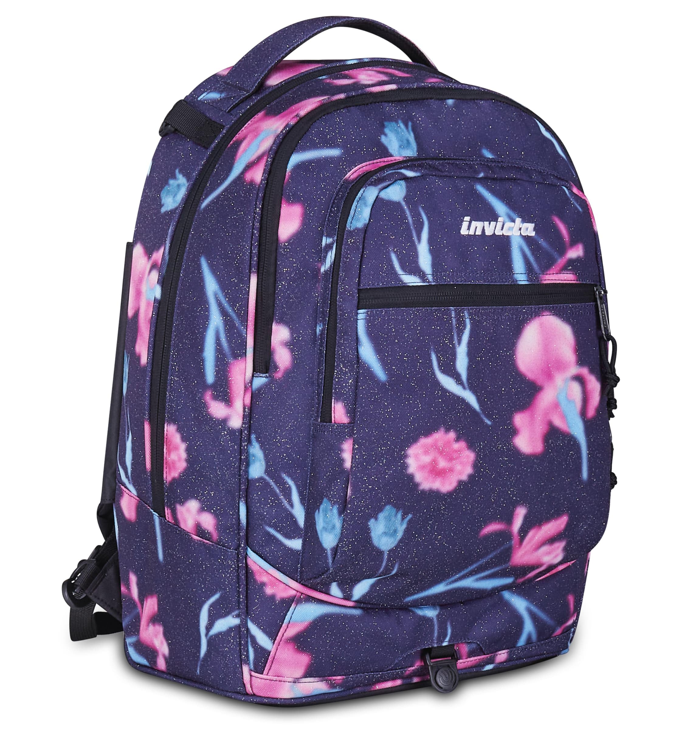Invicta Trolley Scuola Plug Fantasy Shine, Viola, 3 in 1, Zaino Doppio Scomparto Con Carrello Sganciabile, Tasca Per PC, Tasca Per Borraccia, 34 lt, Scuola Media e Superiore, Viaggio, Zaino Ragazza