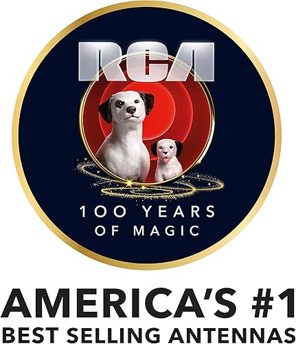Miniatura 2 de Antena de TV  Antena de TV plana de interior amplificada RCA con rango de 55 millas. Multidireccional con medidor de señal integrado, antena OTA