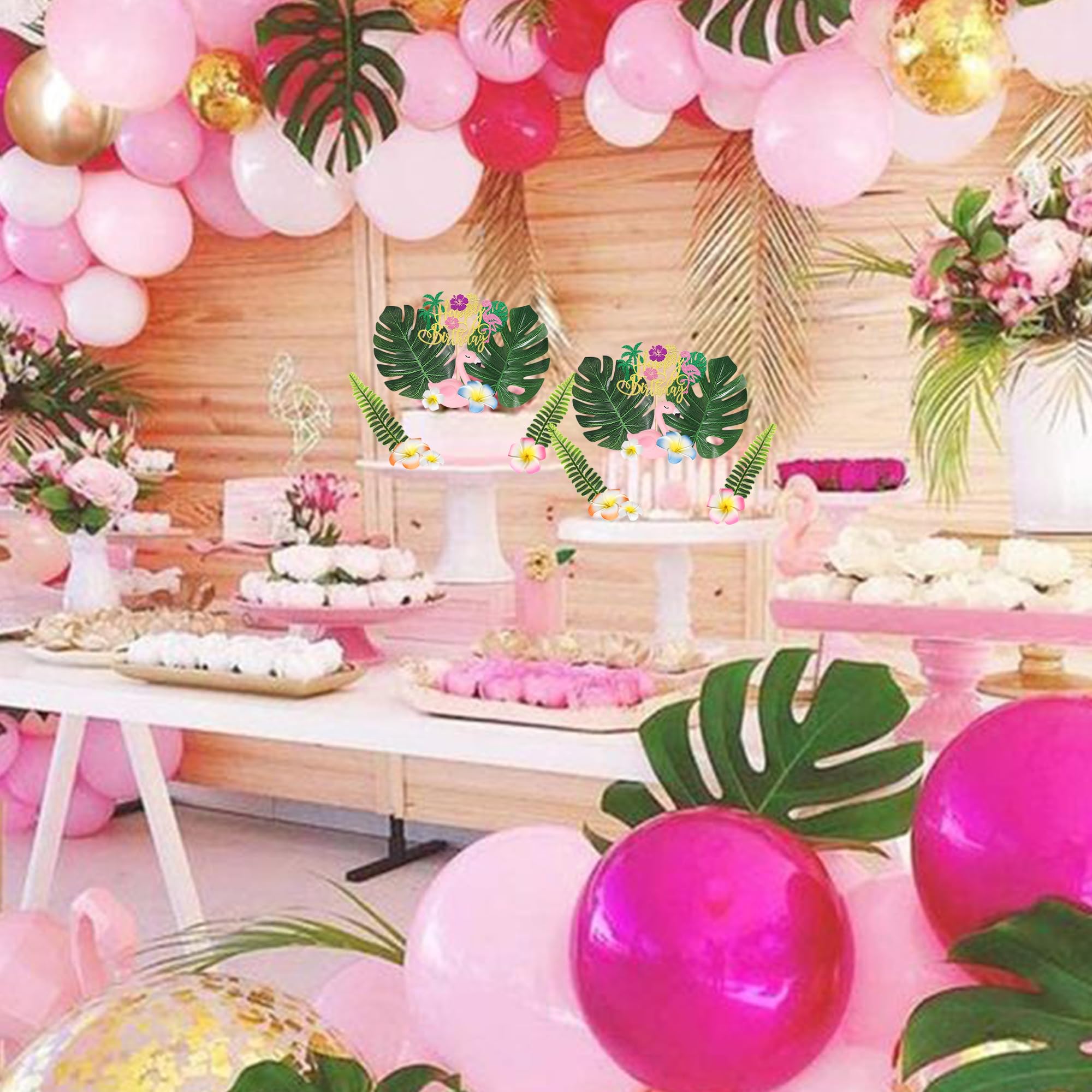 Ephylon Hawaii Aloha Kuchendekoration - 14-teiliges Set Mit Flamingo, Palmen & Hibiskus Für Sommer-Partys
