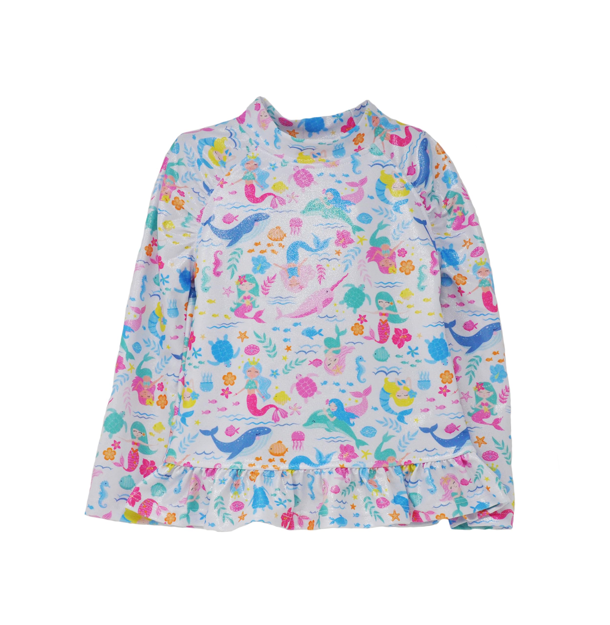 Flap Happy Girls' UPF 50+ Ruffle Rash Guard