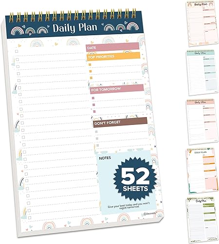 Miniatura 7 de Bloc de notas diario de 6.5 x 10 pulgadas para lista de tareas pendientes  52 hojas fáciles de quitar, planificador diario de notas, planificador