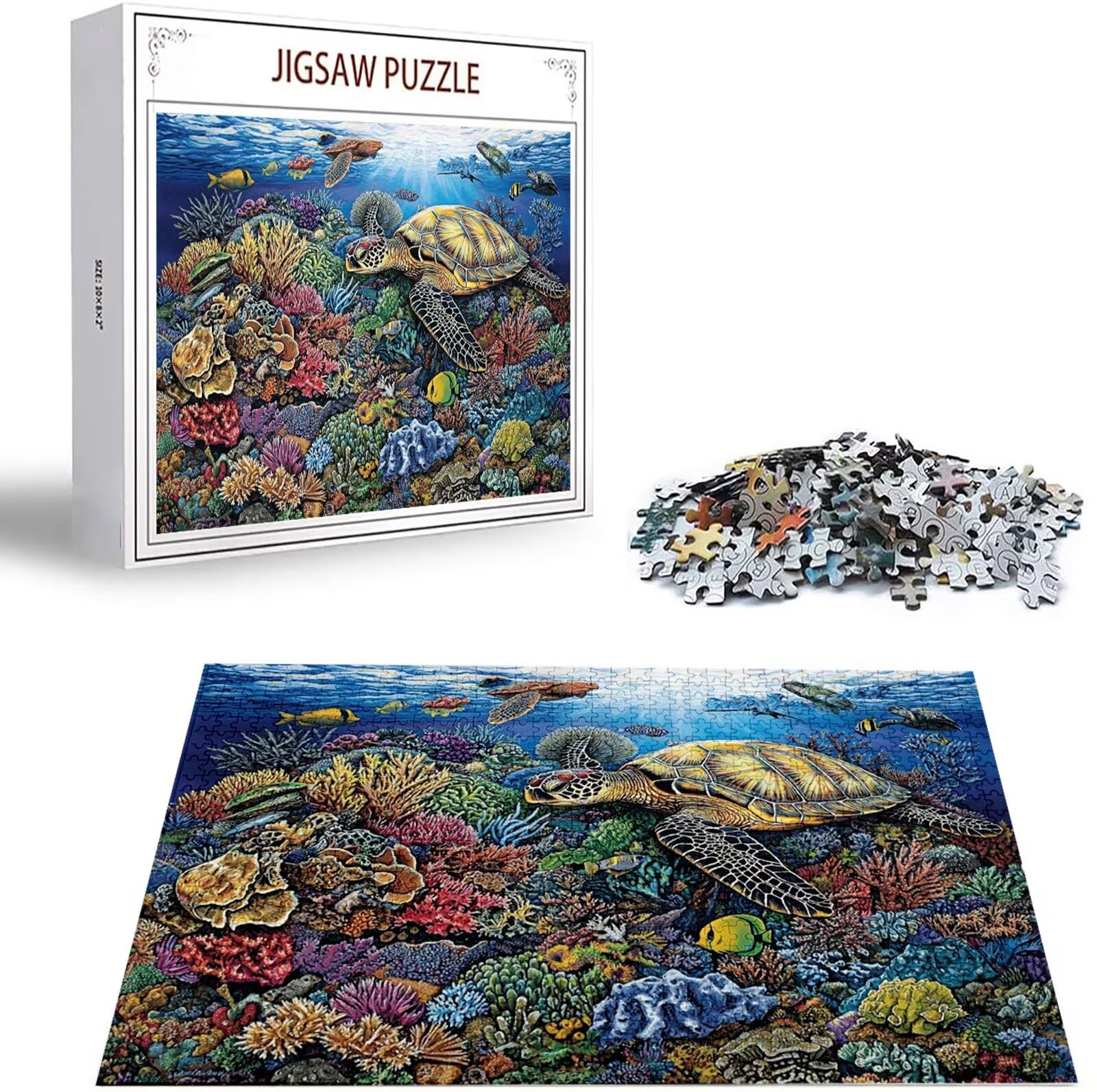 Puzzle 2000 sztuk żółw morski dla dorosłych łamigłówki, wymagające puzzle, gry logiczne dla całej rodziny, napis na plecach, dekoracje do domu prezenty zwierzęce H-3920