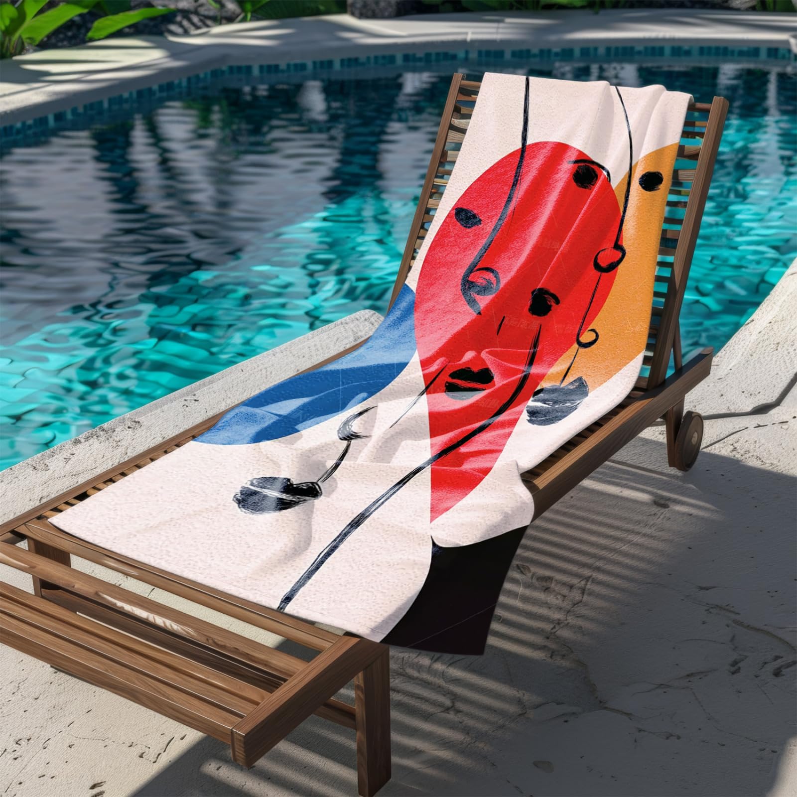 Telo Mare Microfibra 210x230 Rosso Blu Minimalista Telo Spiaggia Grande Antisabbia,XXL Asciugamano Mare, Asciugatura Rapida, Stuoia Spiaggia Leggero E Portatile