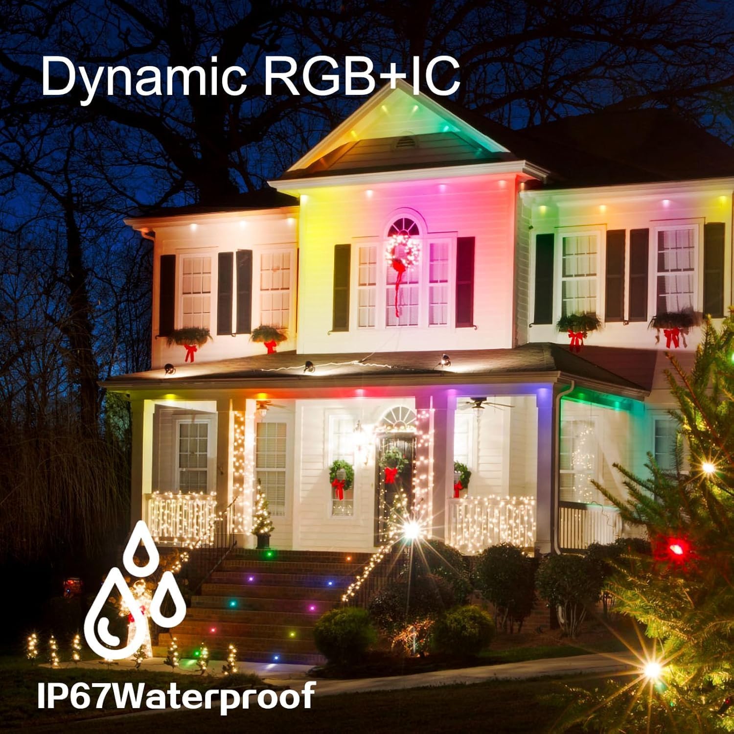 RGB+IC Recessed Led Deck Light, Φ1.22 10 Pack LED Step Lighting Kit, Smart Lights Multicolor Dynamic, DC12V Deck Lighting Low Voltage, Lights Must Be Installed Without Extension Cords