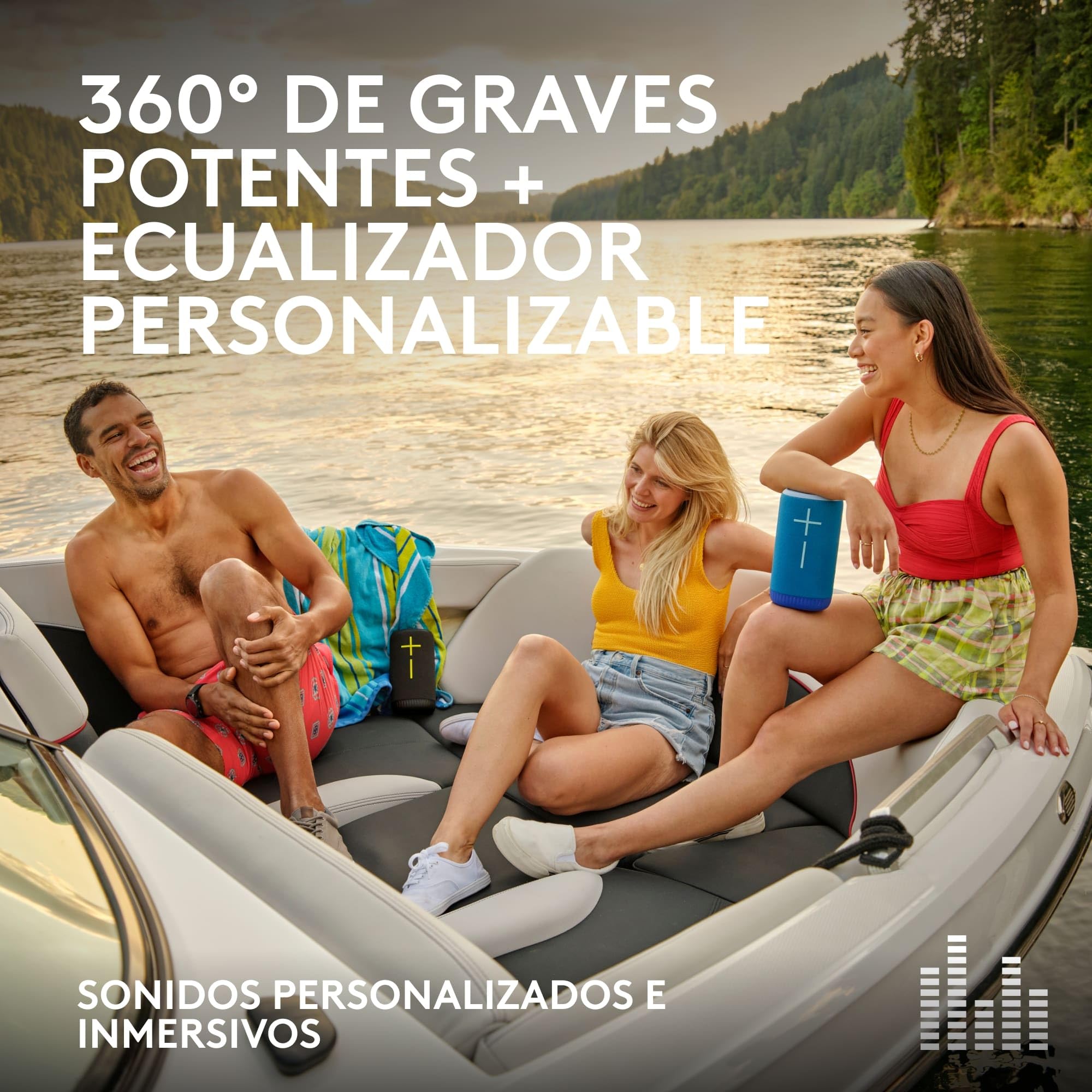 Ultimate Ears EVERBOOM, Altavoz Bluetooth portátil inalámbrico, Graves potentes, Sonido inmersivo de 360 Grados, Impermeable IP67, Flota, 20 Horas de batería, Radio de acción 55m - Negro