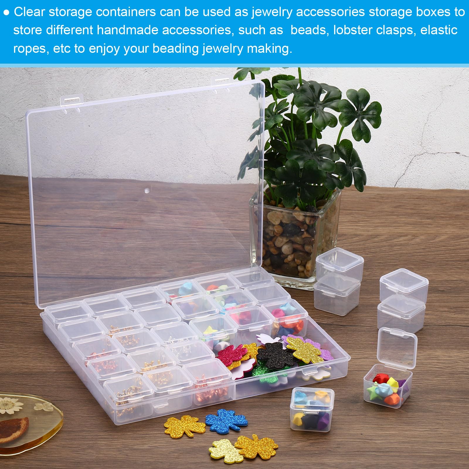 PATIKIL 8x7x1.1inch Bead Storage Containers Box, 1 Set Include Plastic Organizer Container with Hinged Lid, Label Sticker - Image 4