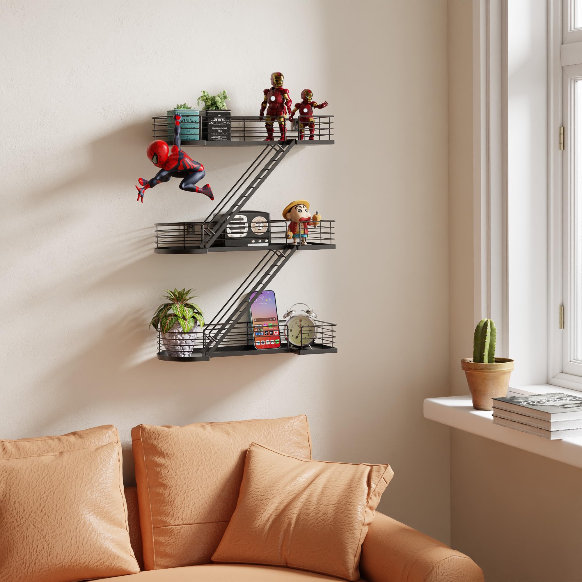 Amazon.com: YEMNMFH 15 Inch Fire Escape Wall Shelf - Black Metal