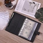Money Saving Binder, Savings Challenges Book with for Cash Envelopes, 12pcs Zipper Envelopes A6 Budget Binder, Budget Planner for Managing Budgets and Saving Money - Black-7.4IN
