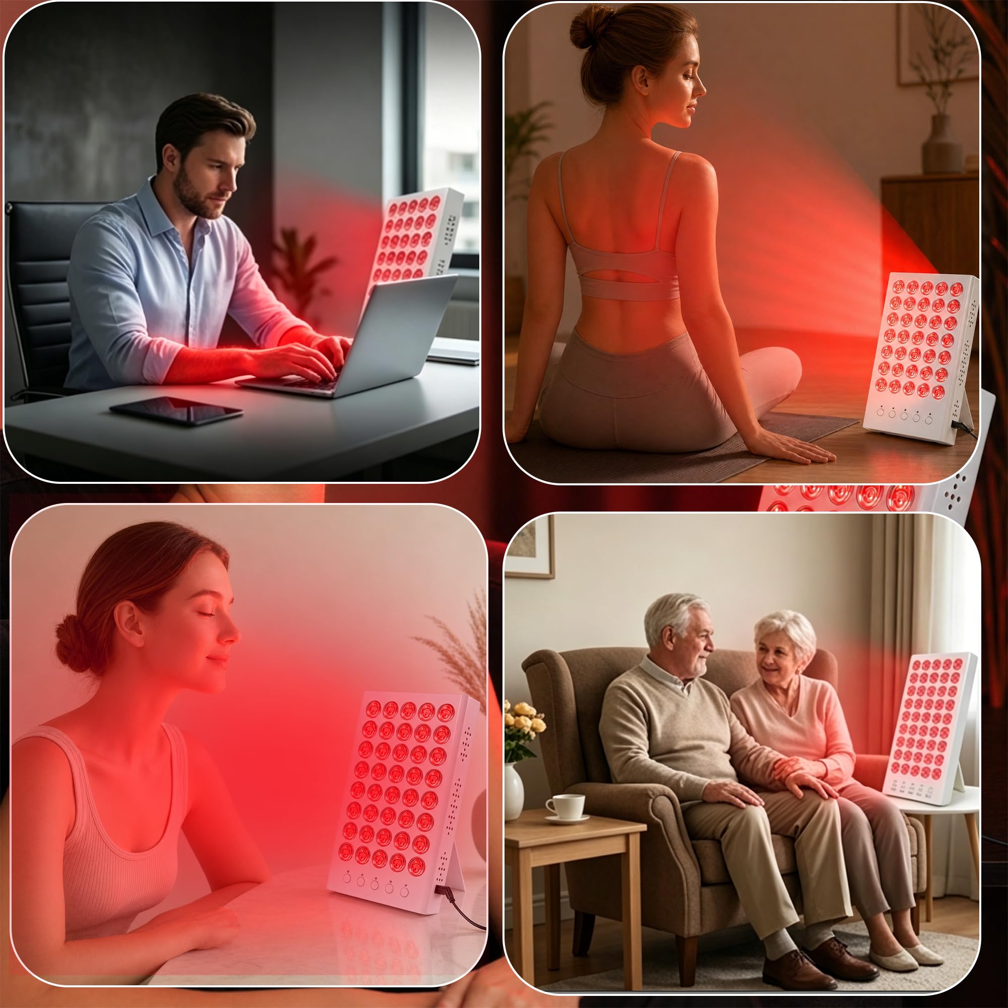 Panel terapia luz roja 660nm850nm infrarrojo soporte regulable temporizador | 40 LED doble longitud de onda,temporizador 3 modos,portable,cuidado piel alivio dolor muscular,gafas y adaptador incluidos
