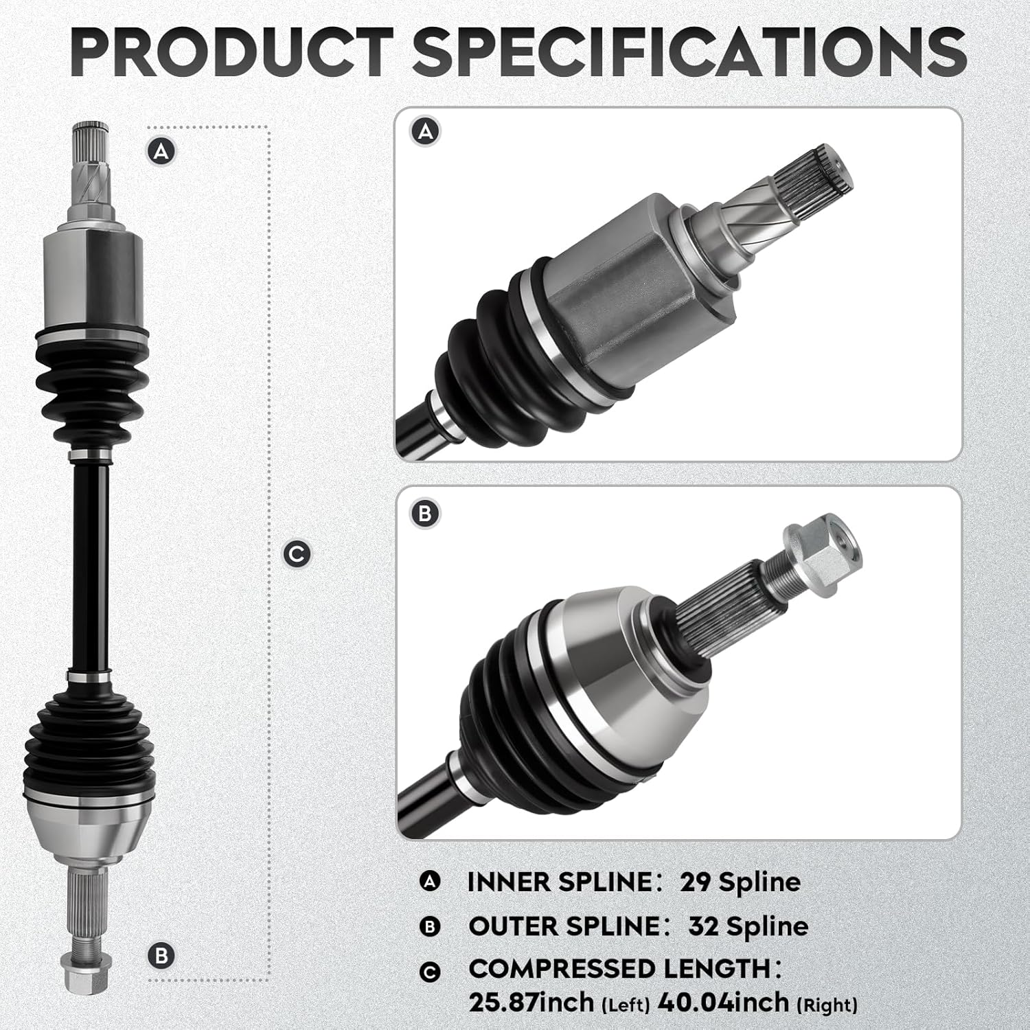 new left & right front cv axle shaft assembly fits for nissan maxima 2009 2010 2011 2012 2013 2014 v6 3.5l (only for s/sv trims), driver and passenger side, 2-pack