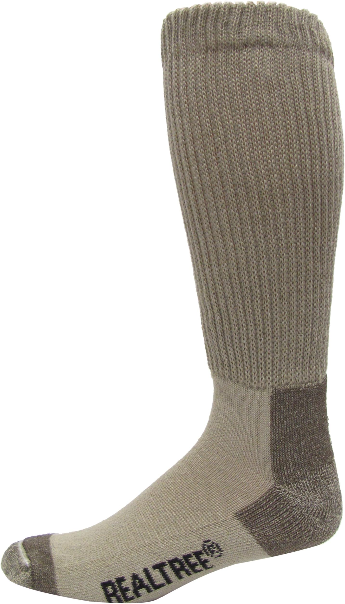 RealtreeAP Men's Non-Binding Boot Socks (1-Pair), Khaki, Large