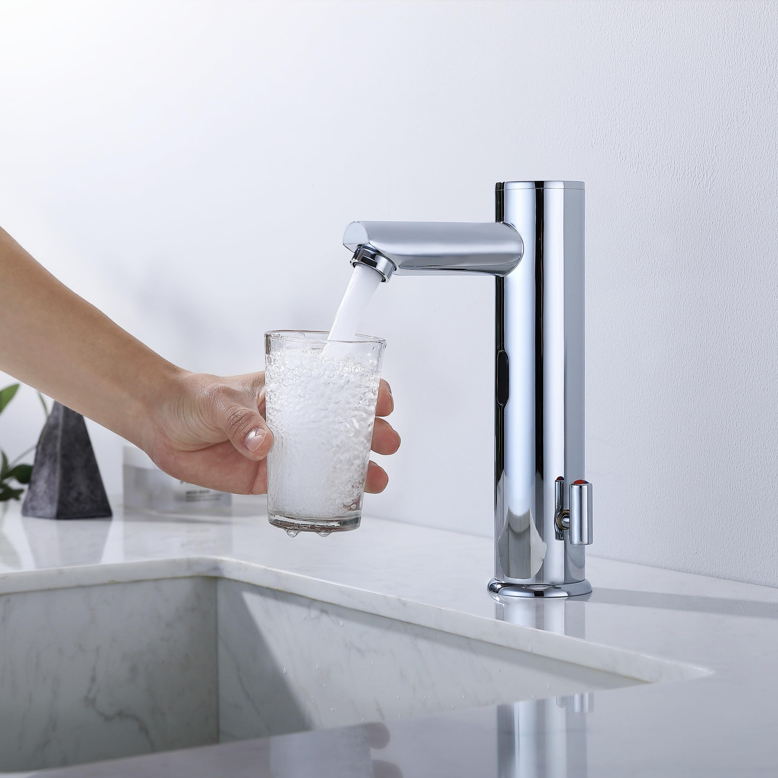 INSTER Touchless Faucet Bathroom 1 Hole Automatic Sensor faucets Utility Sink Faucet Cold and Hot Water Mixer Kitchen Faucet, Stainless Steel