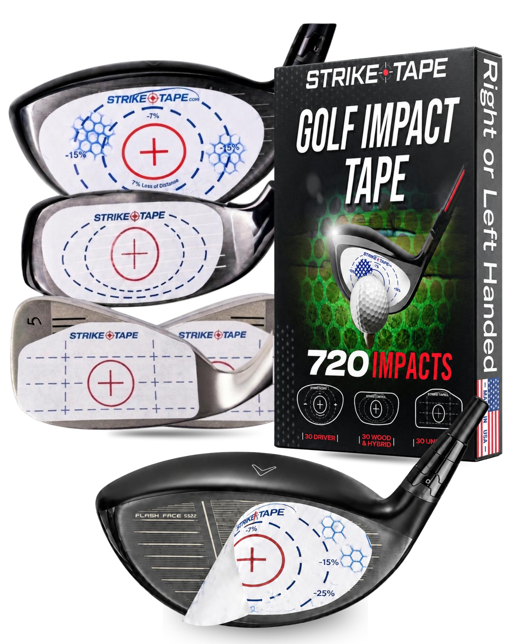 Strike Tape Golf Impact Tape Easy-Peel L/R Hand No Residue Impact Stickers