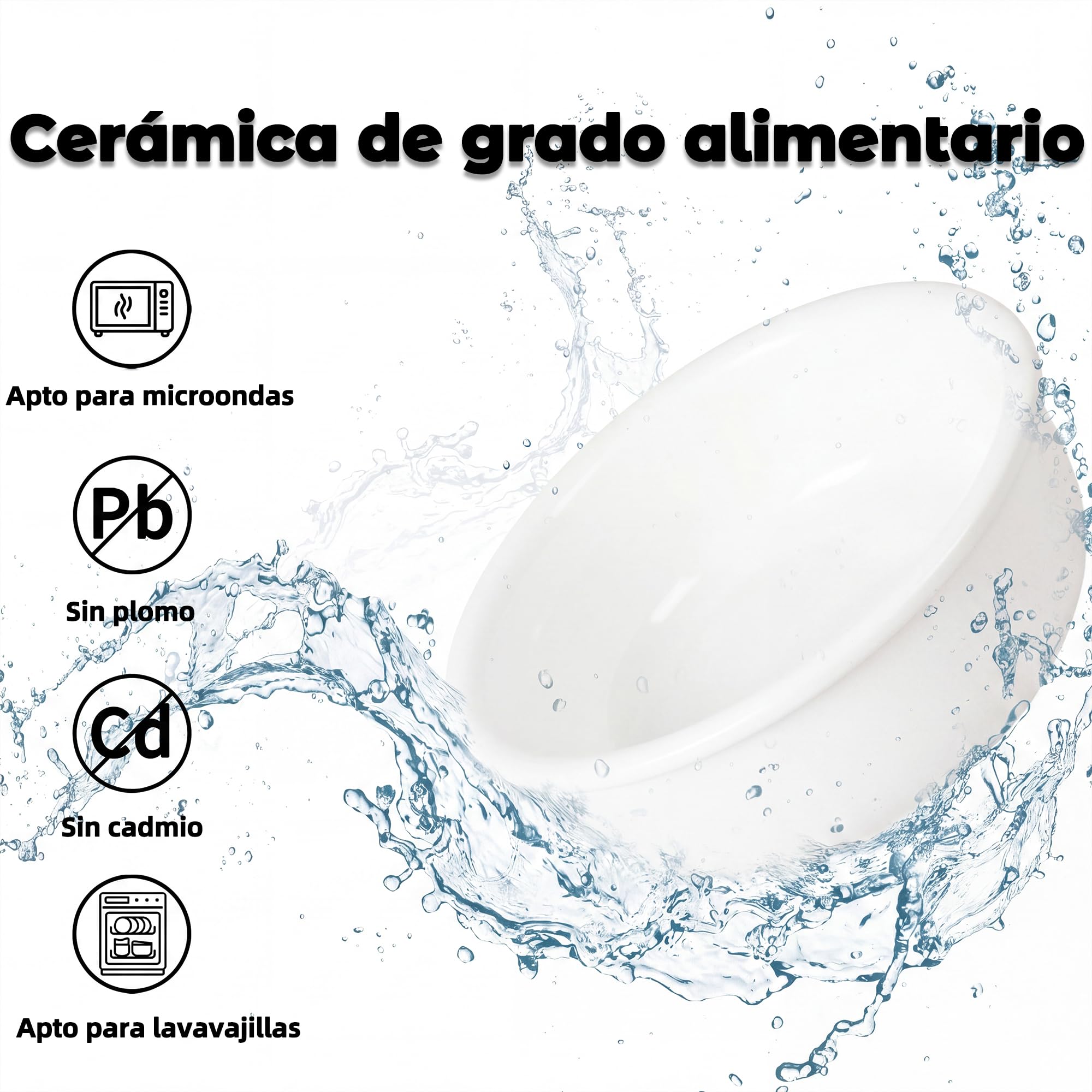 Comedero Perro Elevado de Cerámica - Juego de Cuenco Perro con Soporte de Metal Antideslizante - Comedero y Bebedero Perro - Platos para Perros - Bol Doble para Cachorros y Gatos - 2 x 375 ml - Blanca