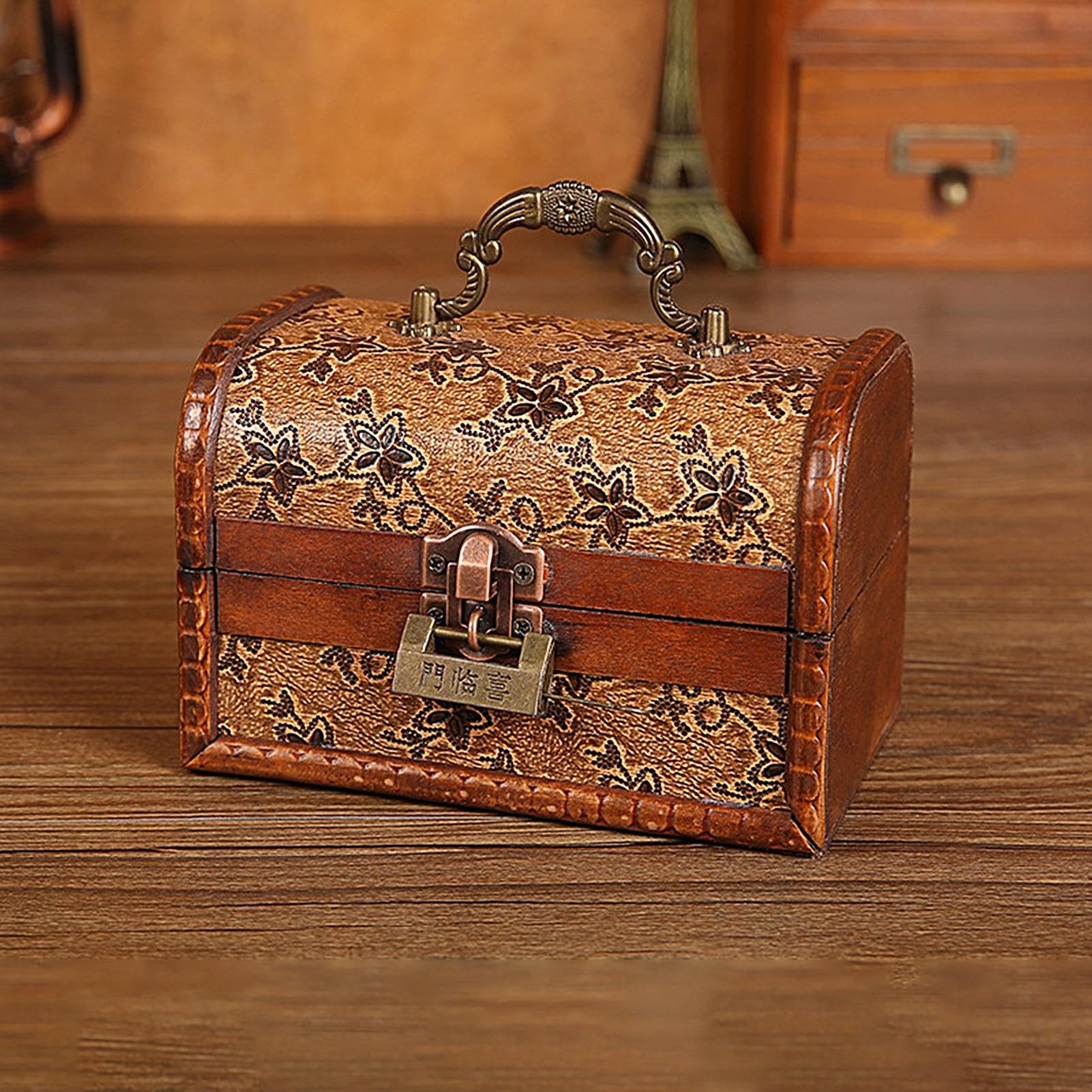 Amazon.co.jp: 小さな木製収納ボックス 木製ロックボックス 海賊