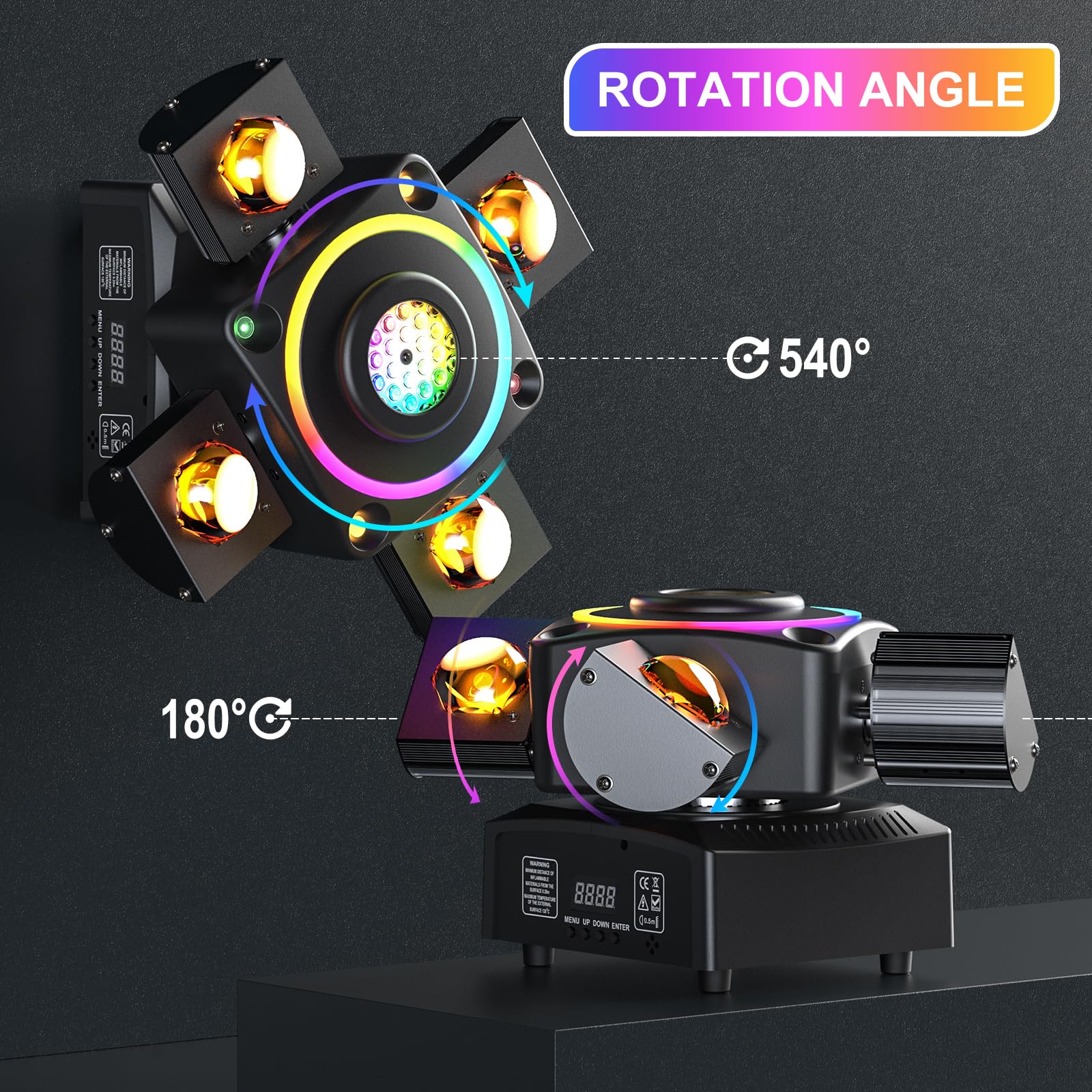 120W Testa mobile LED 4 bracci Fascio di luce da palco/lavaggio/zoom/effetto luce con illuminazione DJ mista attivata dal suono controllata da DMX per feste di matrimonio, discoteca, KTV, club