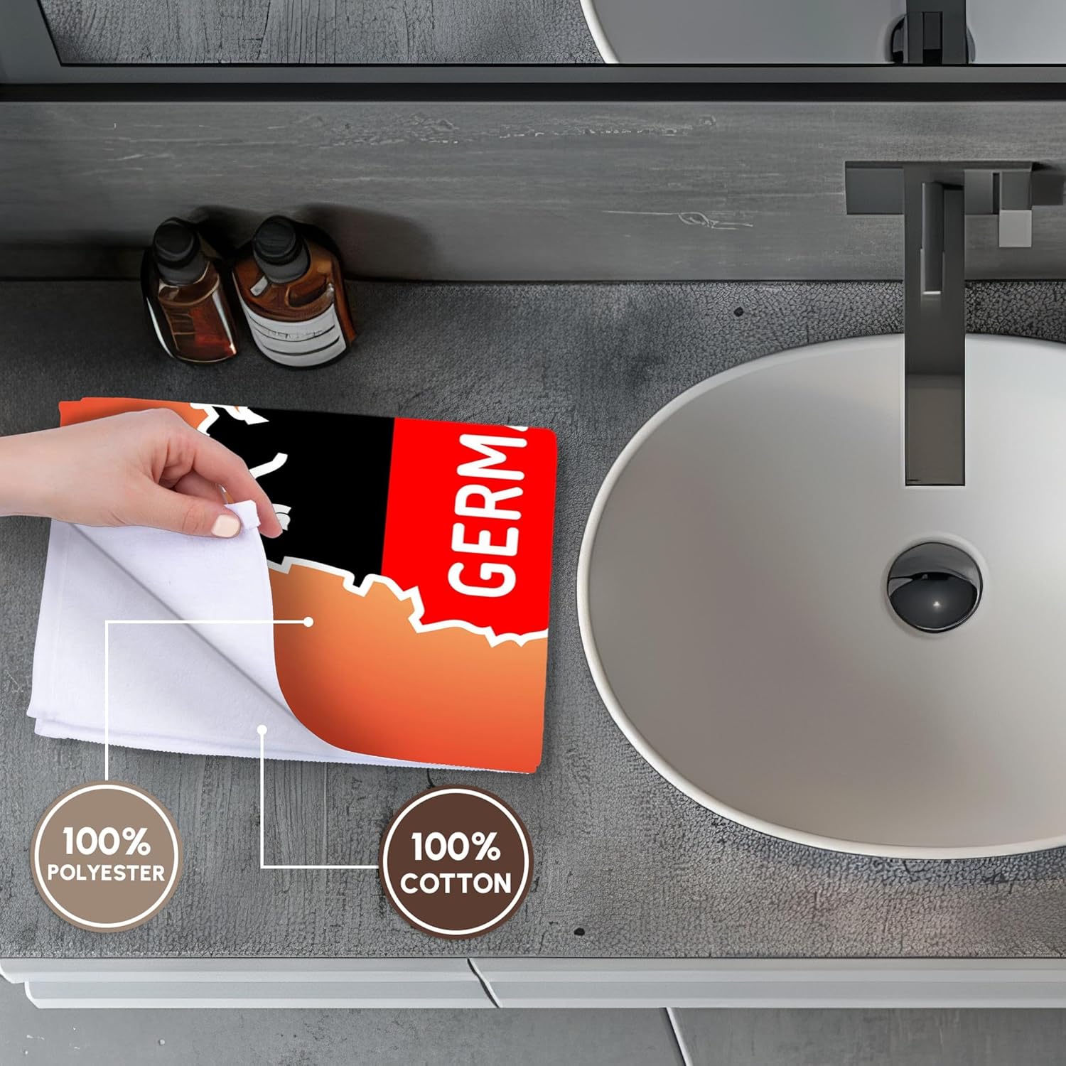 3dRose German Map and Flag 22x30 Bath Hand Pool Towel