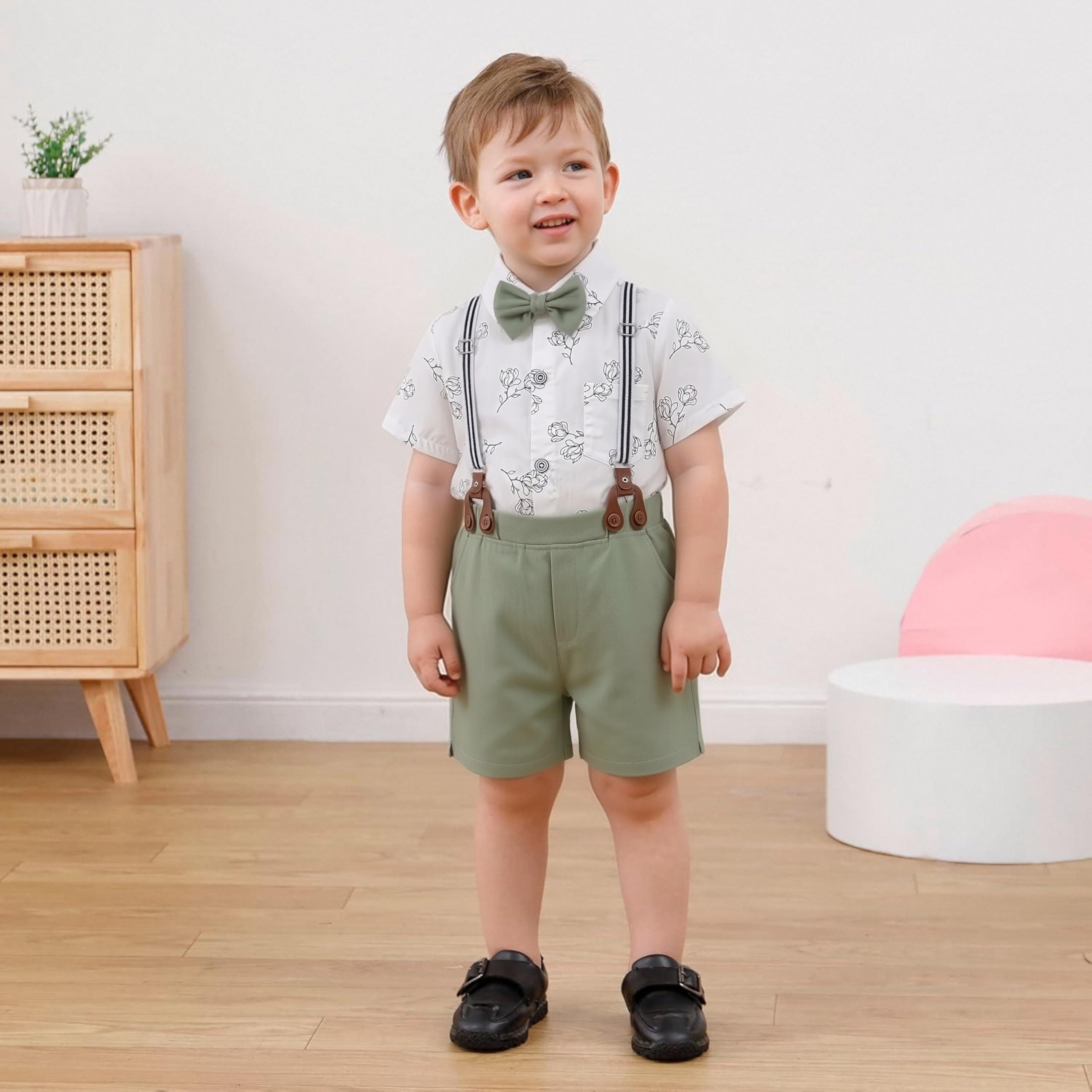 ZOEREA Jungenkleidung für Kinder, formeller Anzug, Sommer, kurzärmeliges Hemd und Shorts, Gentleman-Outfit, 2-teiliges Bekleidungsset, 5–10 Jahre