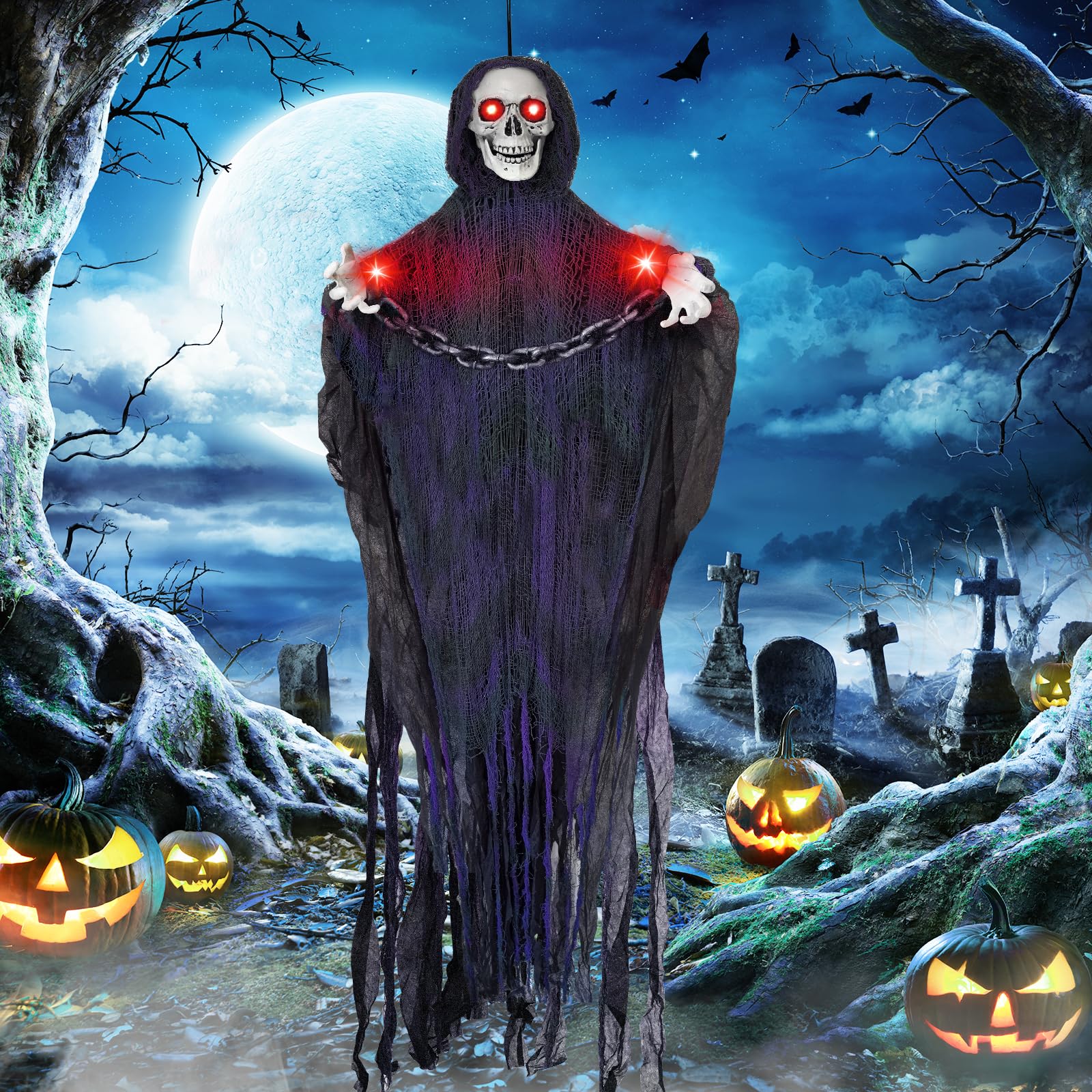 Animatronic Rocking Chair Scary Animatronics Halloween Reaper Gorrzai Screaming Halloween ...