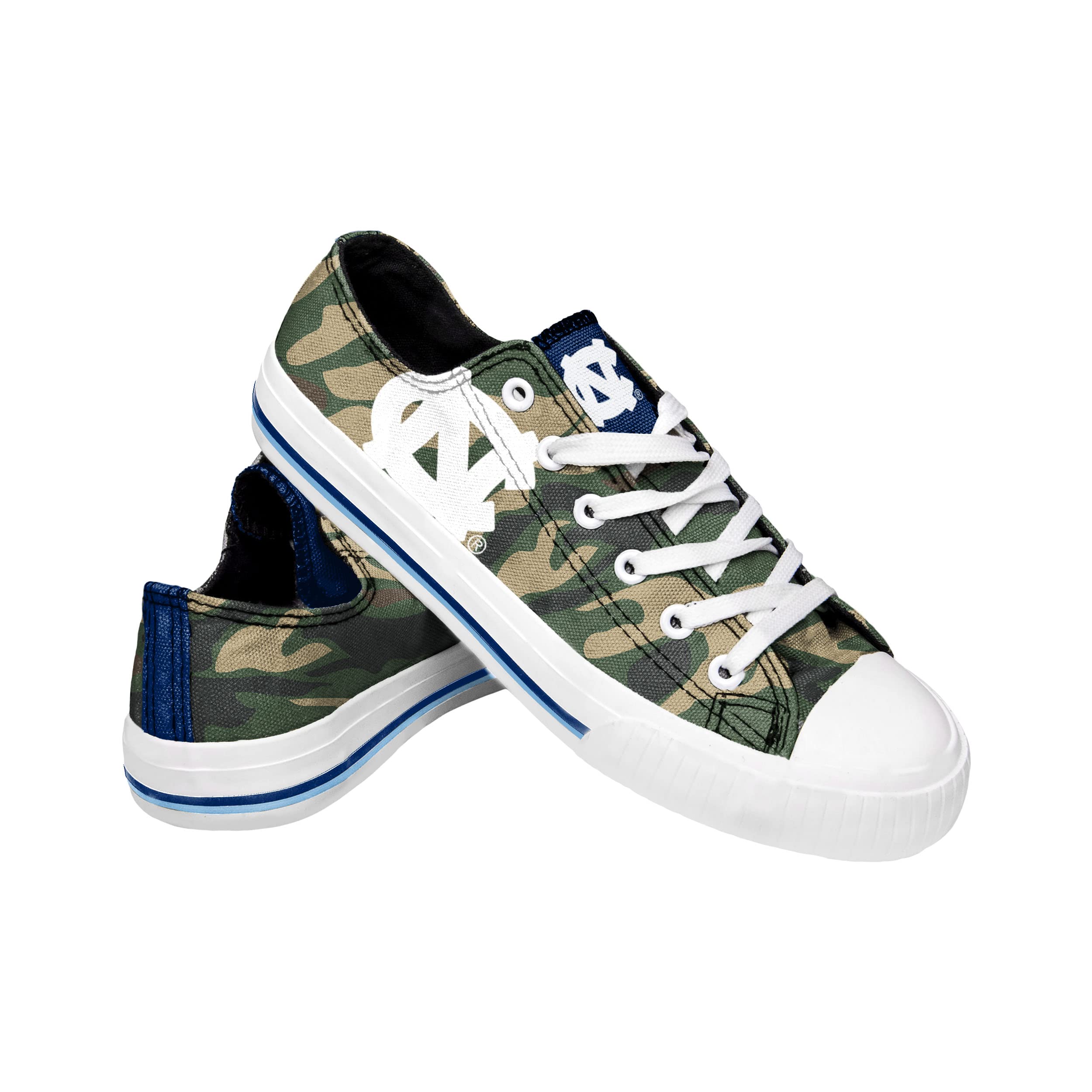 FOCO North Carolina Tar Heels NCAA Womens Camo Low Top Canvas Shoes - 10