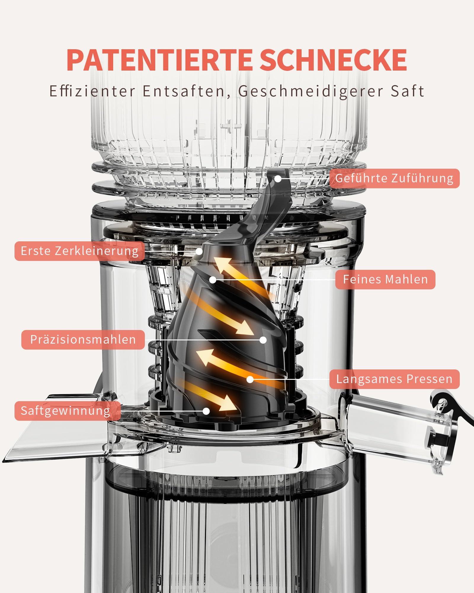 Entsafter Gemüse und Obst Testsieger – Slow Juicer mit 130 mm Extra Breitem Einfüllschacht, Kaltpress-Technologie (300 W), Hohe Saftausbeute, Leise & Einfach zu Reinigen