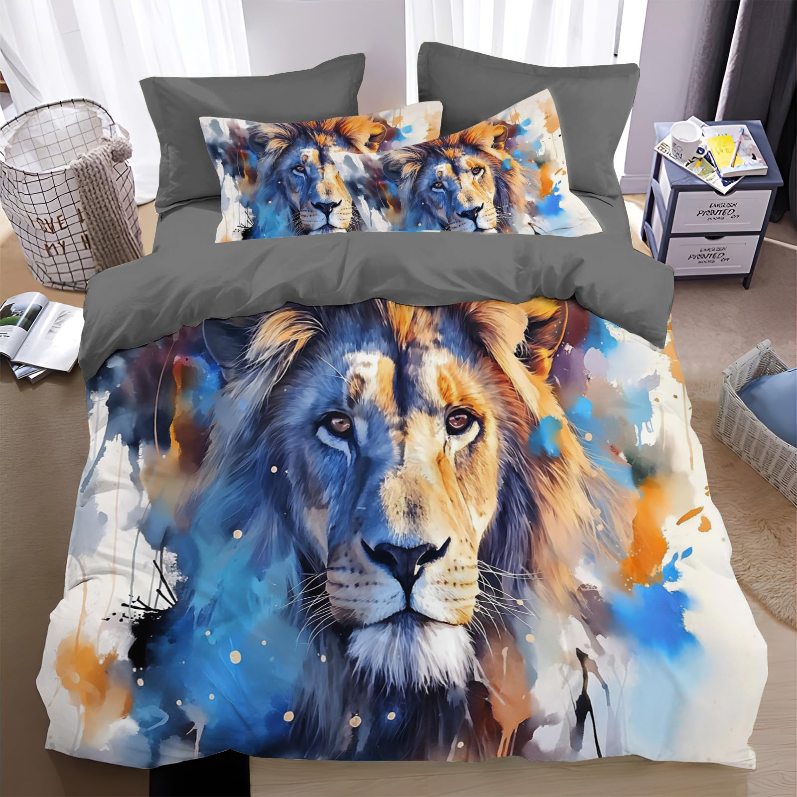 Parure de lit animaux aquarelle 140x200cm pour créer une chambre enfant western