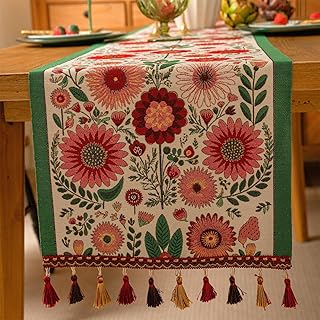 13×72 Inch Table Runner, Retro-Luxury Tassels Series for Kitchen Dining ...