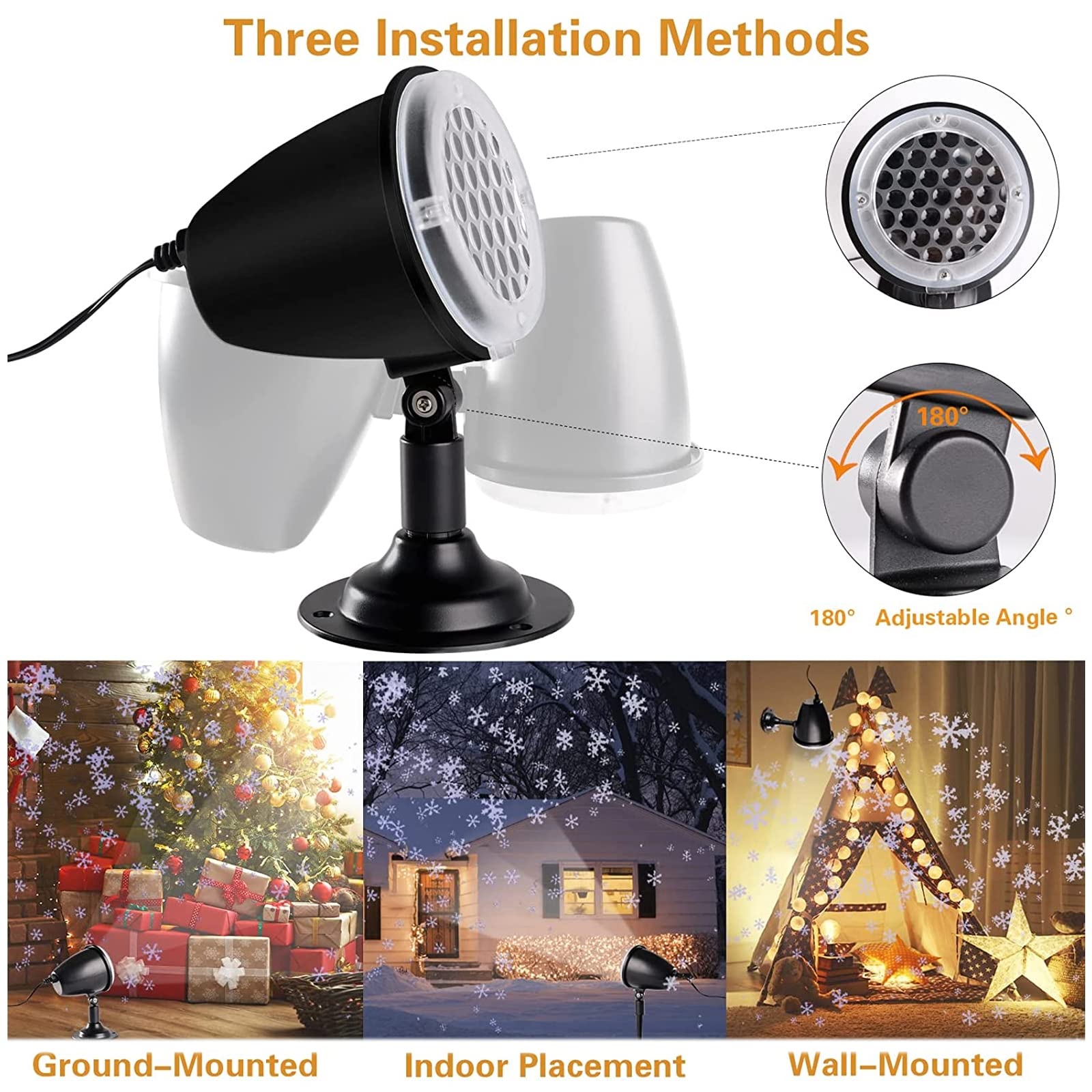 Esterno/Interno Proiettore Luci Natale, Lampada di Proiezione a LED, Impermeabile IP65 Tempesta di Neve Proiettore Natale per Esterni per Natale, Feste E Matrimoni