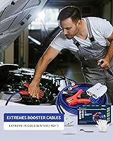 Vista 5 de SAFEMATE Cables de puente resistentes de calibre 0 para camiones diésel, cables de refuerzo extra largos de 30 pies 1000 A con enchufe de conexión