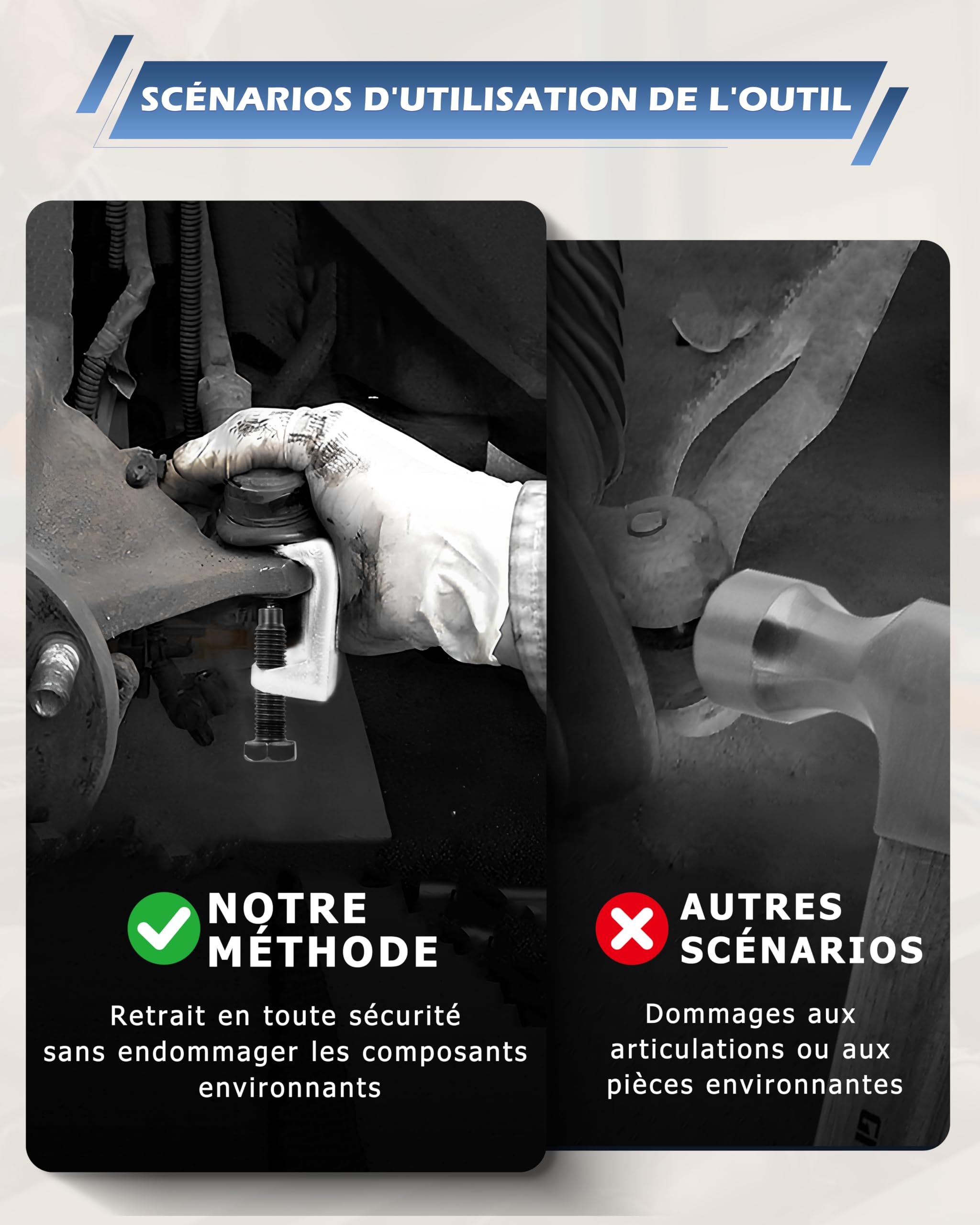 DAYUAN 5 pièces kit arrache rotule pour Triangle de Suspension Extracteur de rotule Universel