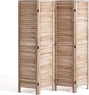 VEVOR Wood Room Divider, 4 Panel Wood Folding Privacy Screen, 66.9 Inche...