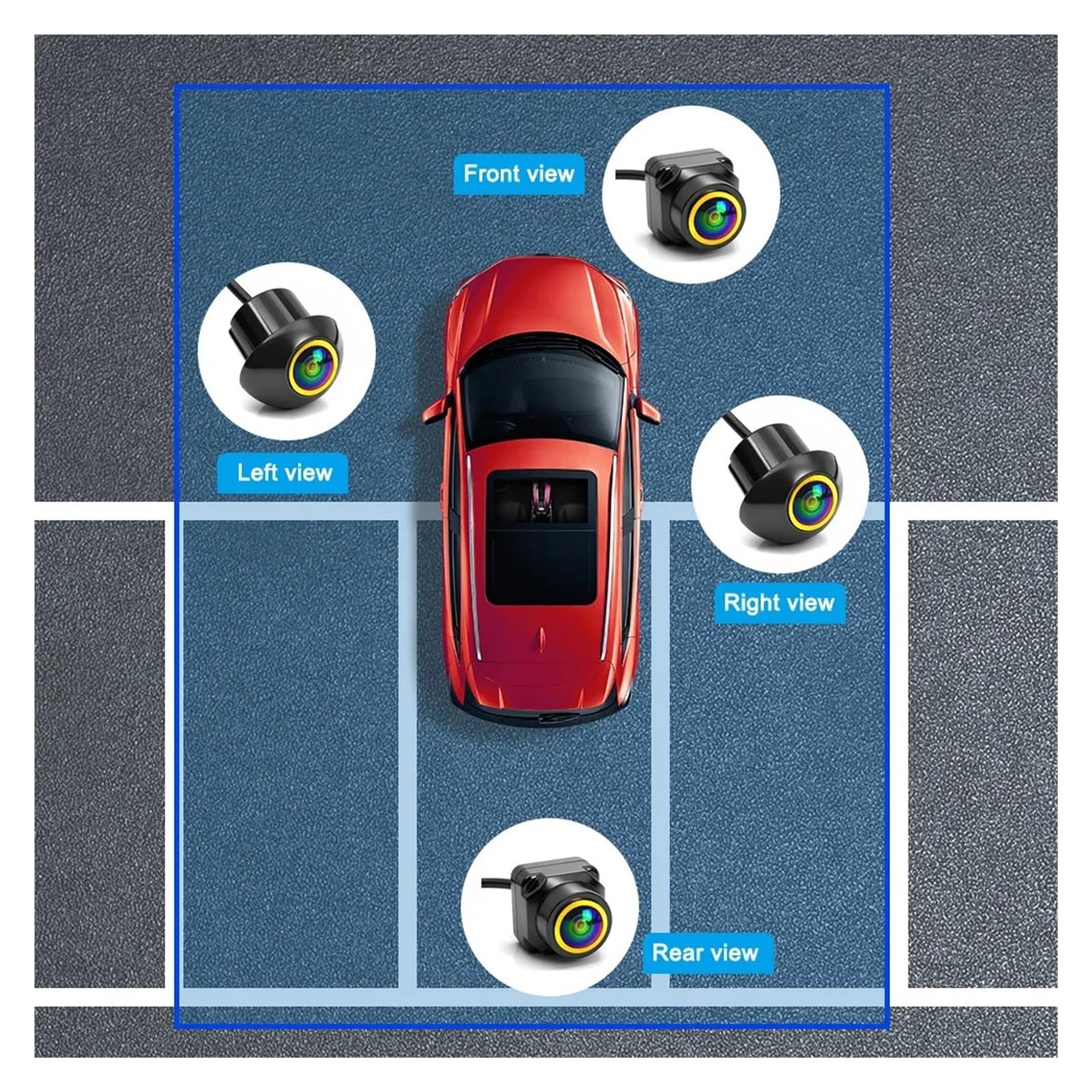 Rückfahrkameras Auto 360 Grad 3,5D 4 AI Bird View Kamera System HD 1080P Video Surround AHD Parkplatz Rückfahr Kamera